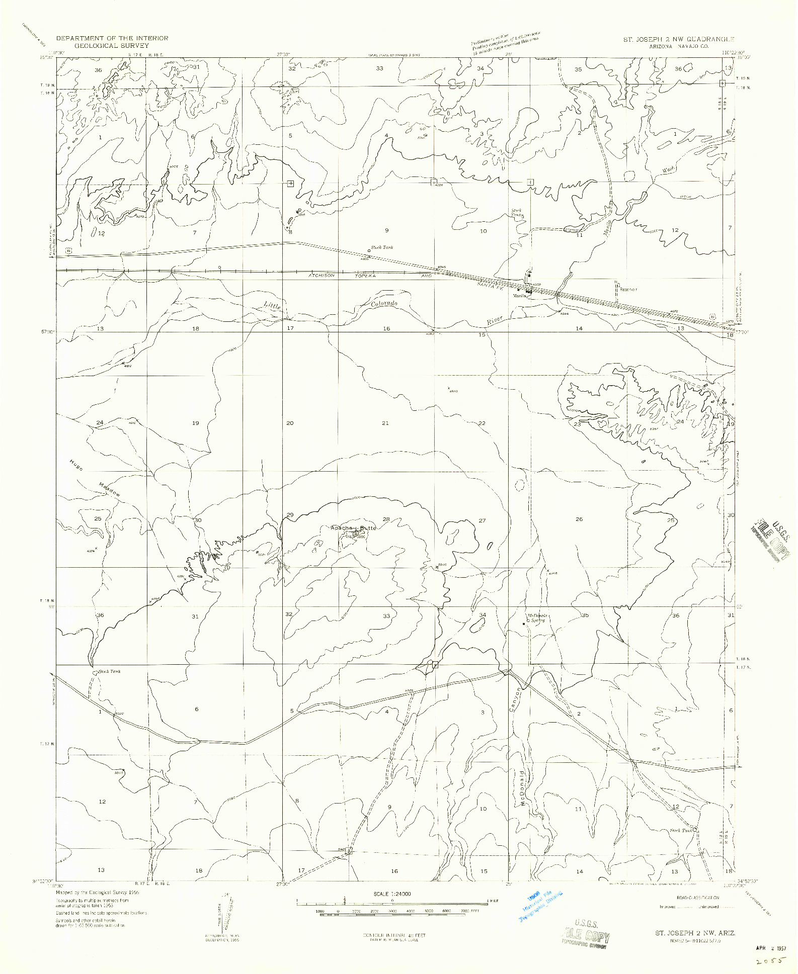 USGS 1:24000-SCALE QUADRANGLE FOR ST. JOSEPH 2 NW, AZ 1955
