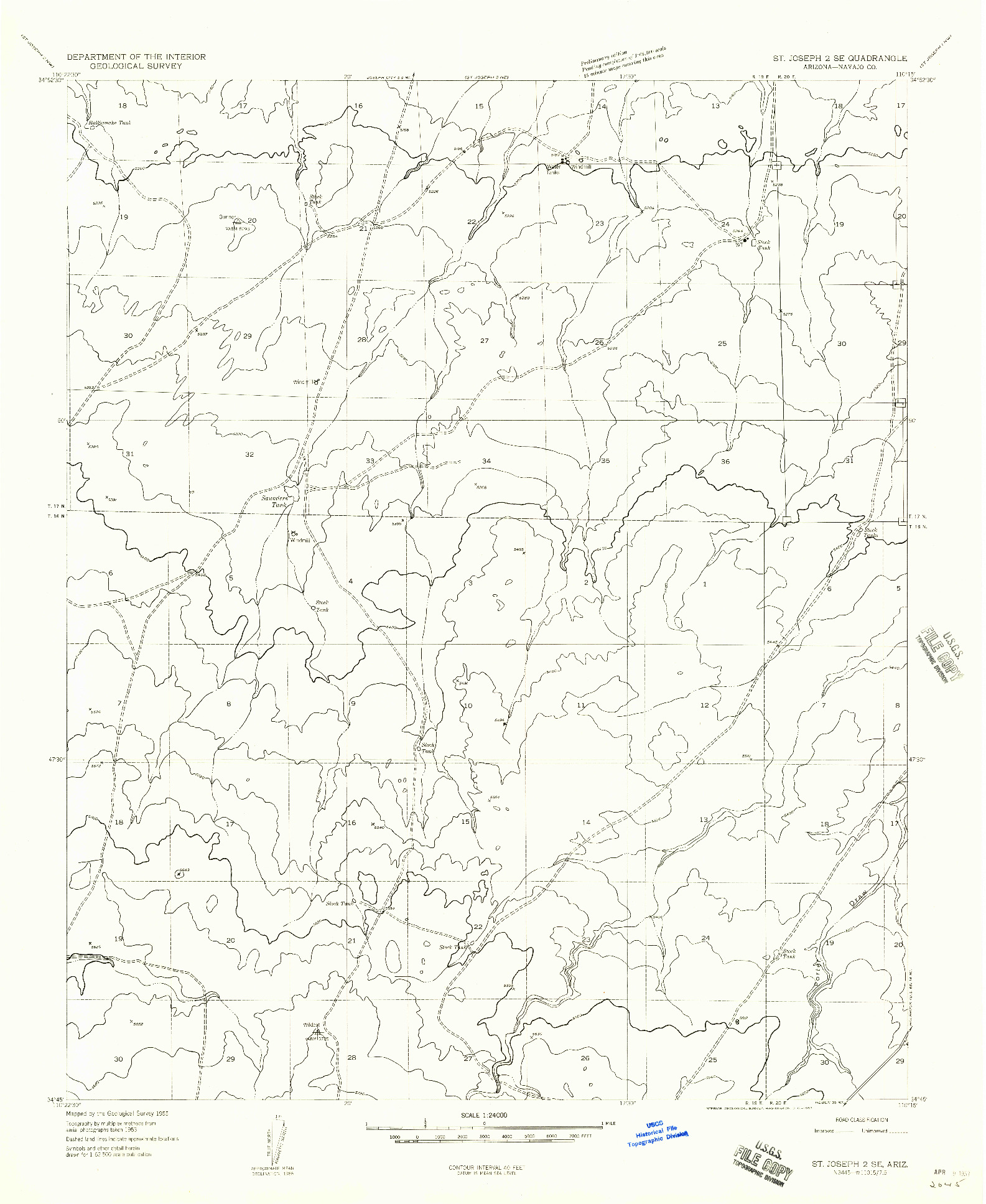 USGS 1:24000-SCALE QUADRANGLE FOR ST. JOSEPH 2 SE, AZ 1955