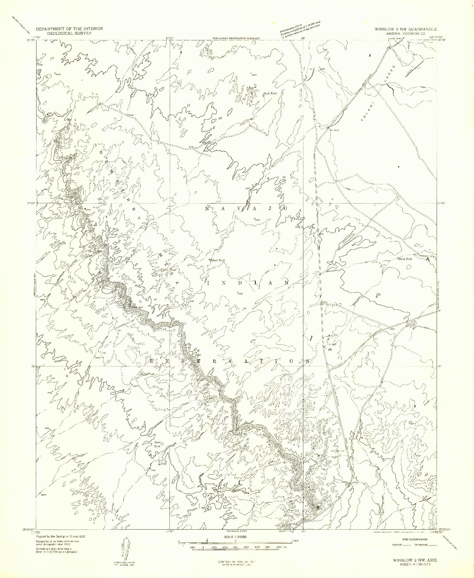 USGS 1:24000-SCALE QUADRANGLE FOR WINSLOW 2 NW, AZ 1957