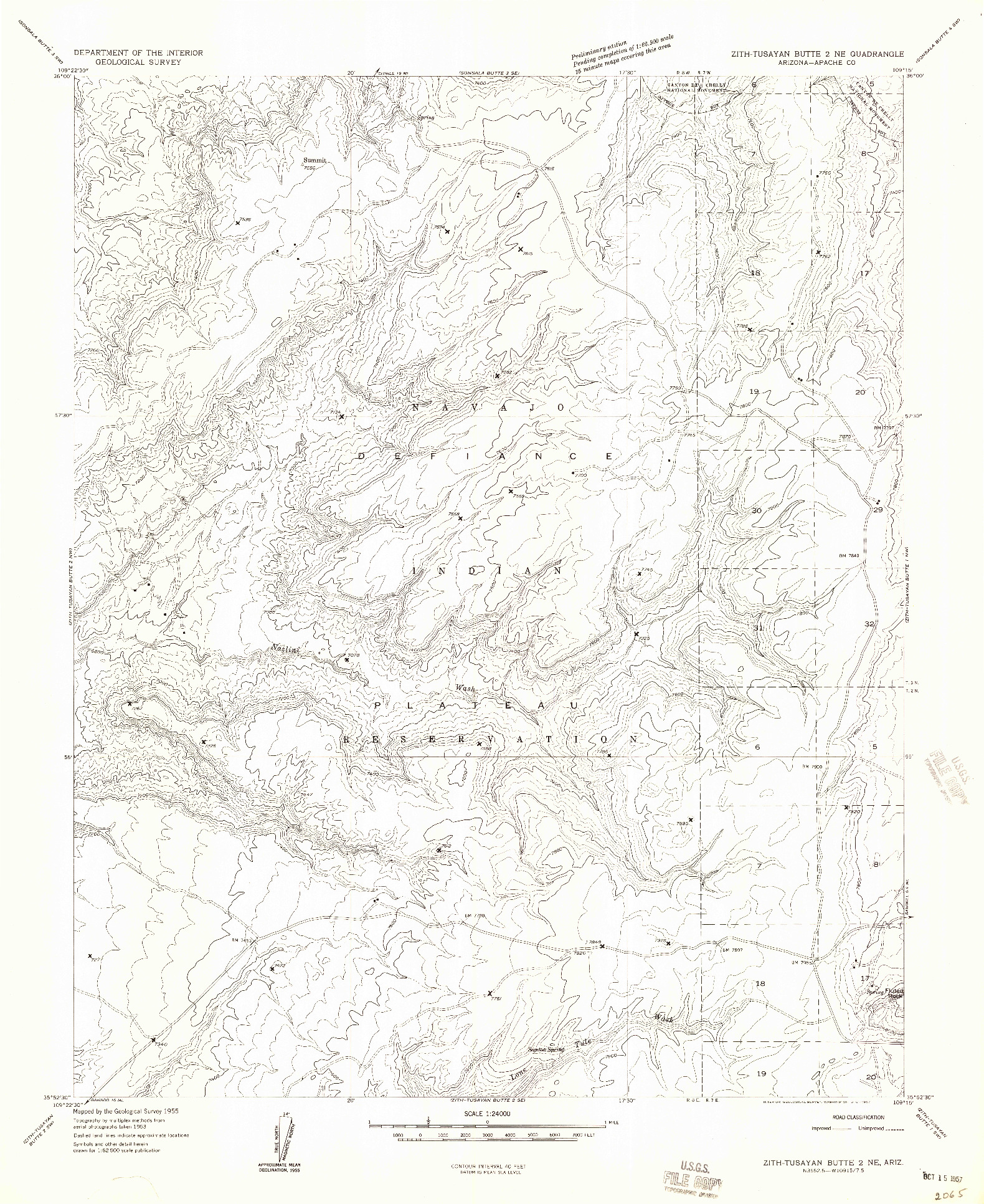 USGS 1:24000-SCALE QUADRANGLE FOR ZITH-TUSAYAN BUTTE 2 NE, AZ 1955