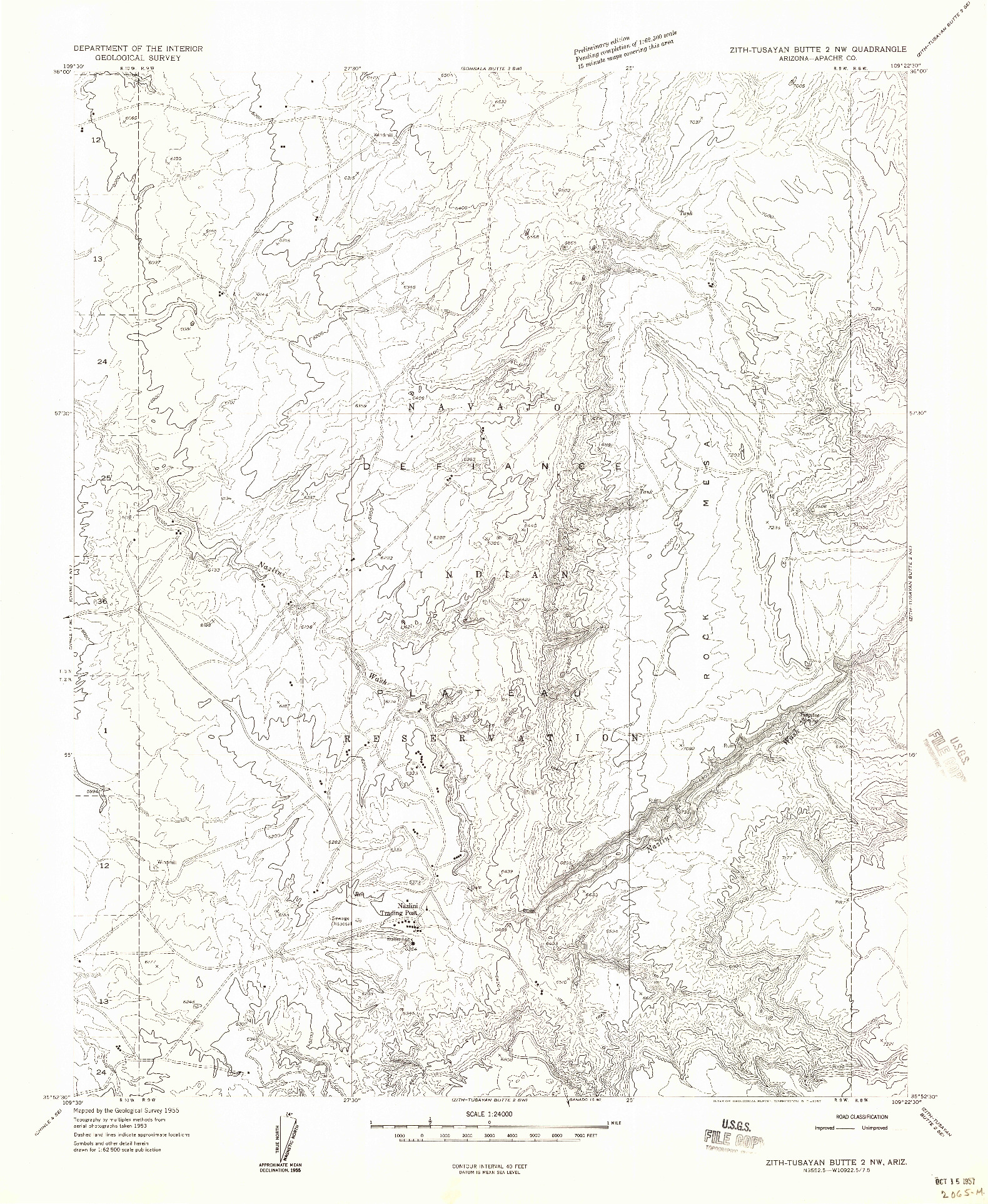 USGS 1:24000-SCALE QUADRANGLE FOR ZITH-TUSAYAN BUTTE 2 NW, AZ 1955