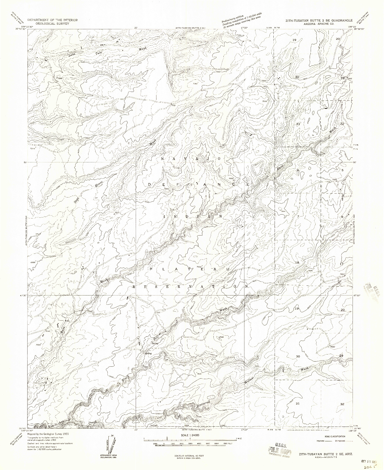 USGS 1:24000-SCALE QUADRANGLE FOR ZITH-TUSAYAN BUTTE 2 SE, AZ 1955