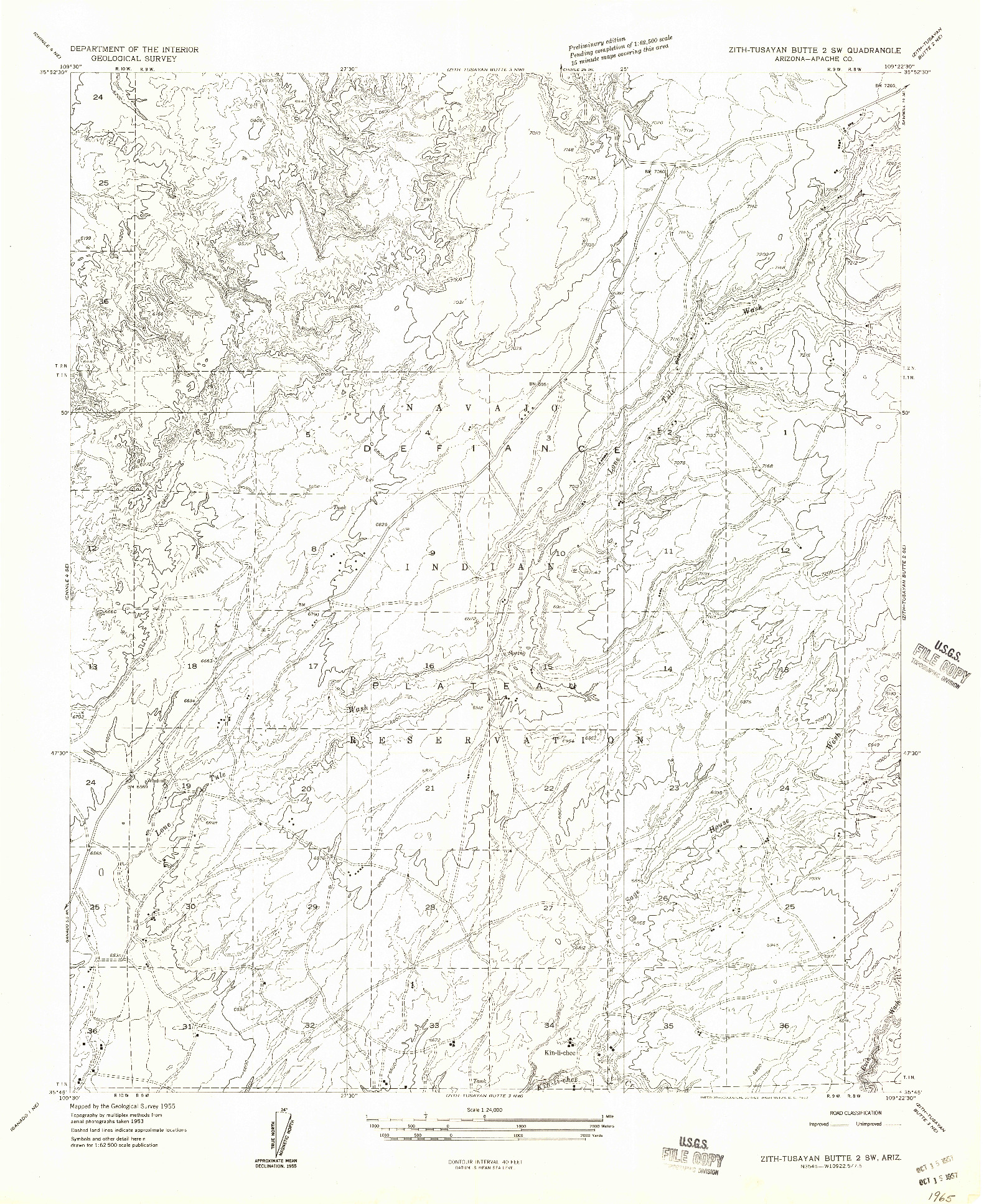 USGS 1:24000-SCALE QUADRANGLE FOR ZITH-TUSAYAN BUTTE 2 SW, AZ 1955