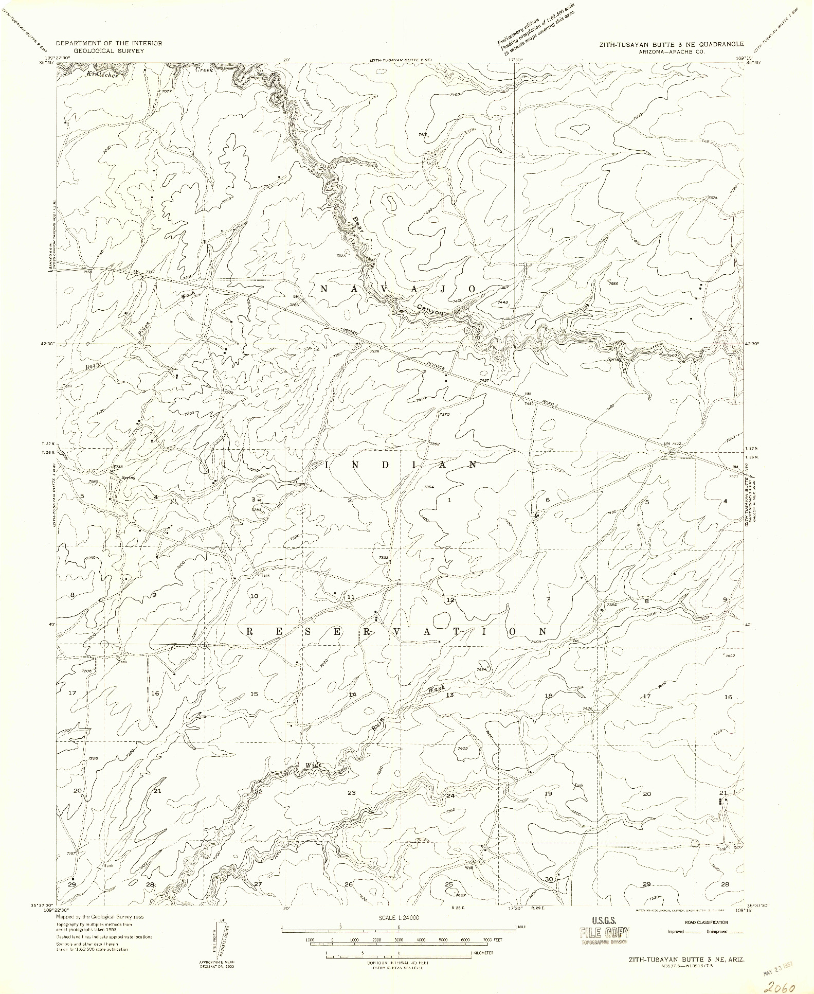 USGS 1:24000-SCALE QUADRANGLE FOR ZITH-TUSAYAN BUTTE 3 NE, AZ 1955