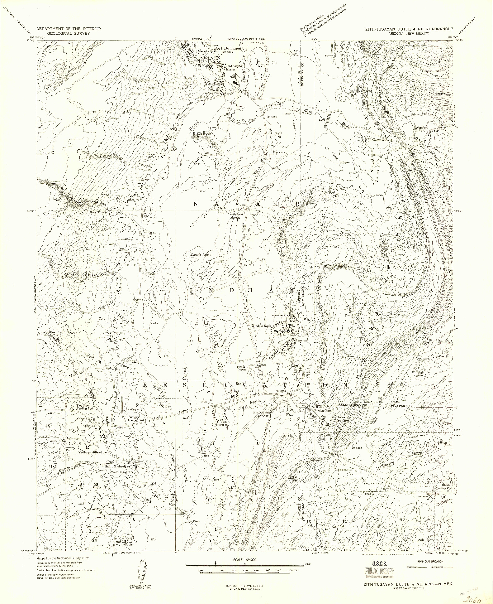 USGS 1:24000-SCALE QUADRANGLE FOR ZITH-TUSAYAN BUTTE 4 NE, AZ 1955