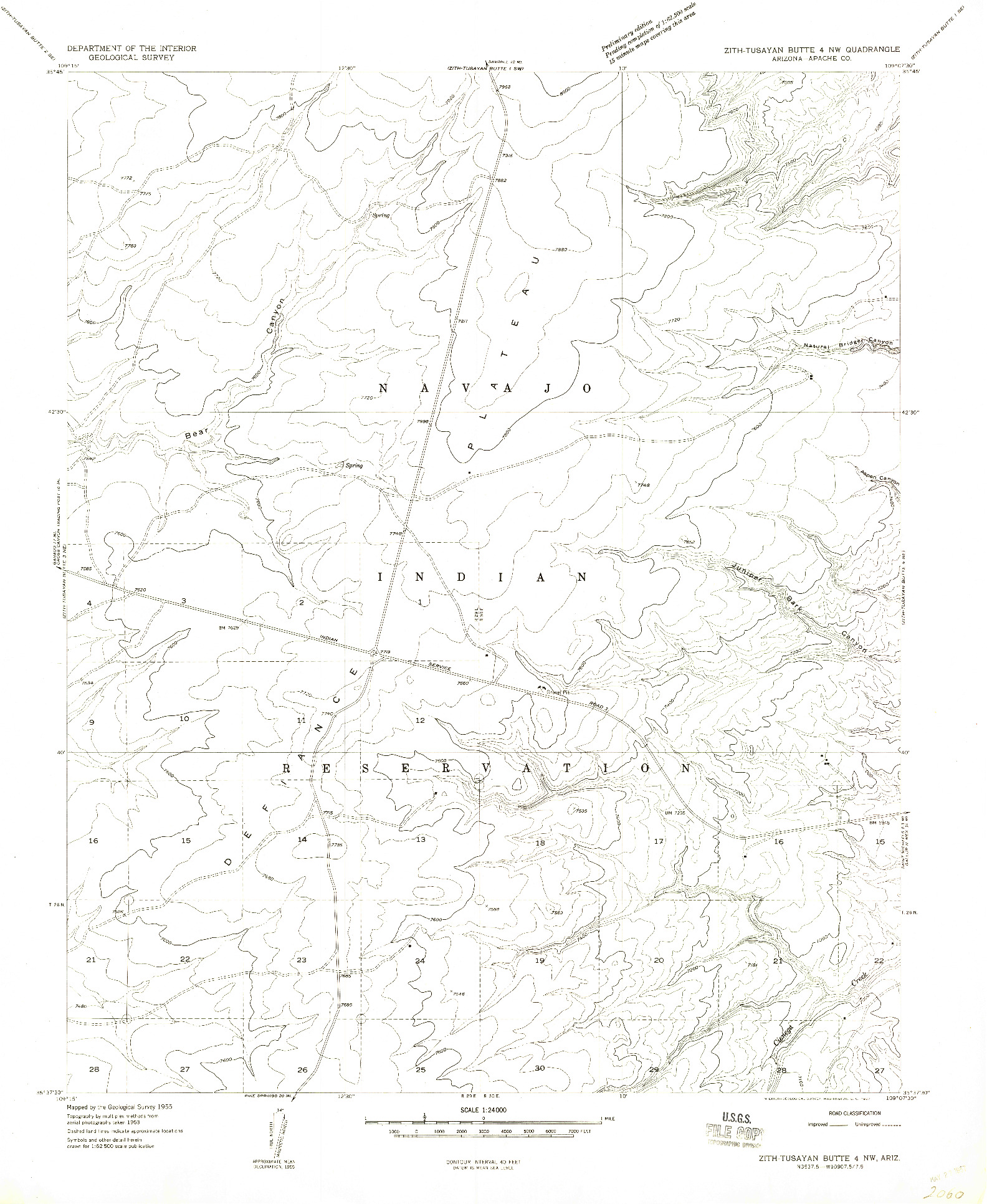 USGS 1:24000-SCALE QUADRANGLE FOR ZITH-TUSAYAN BUTTE 4 NW, AZ 1955