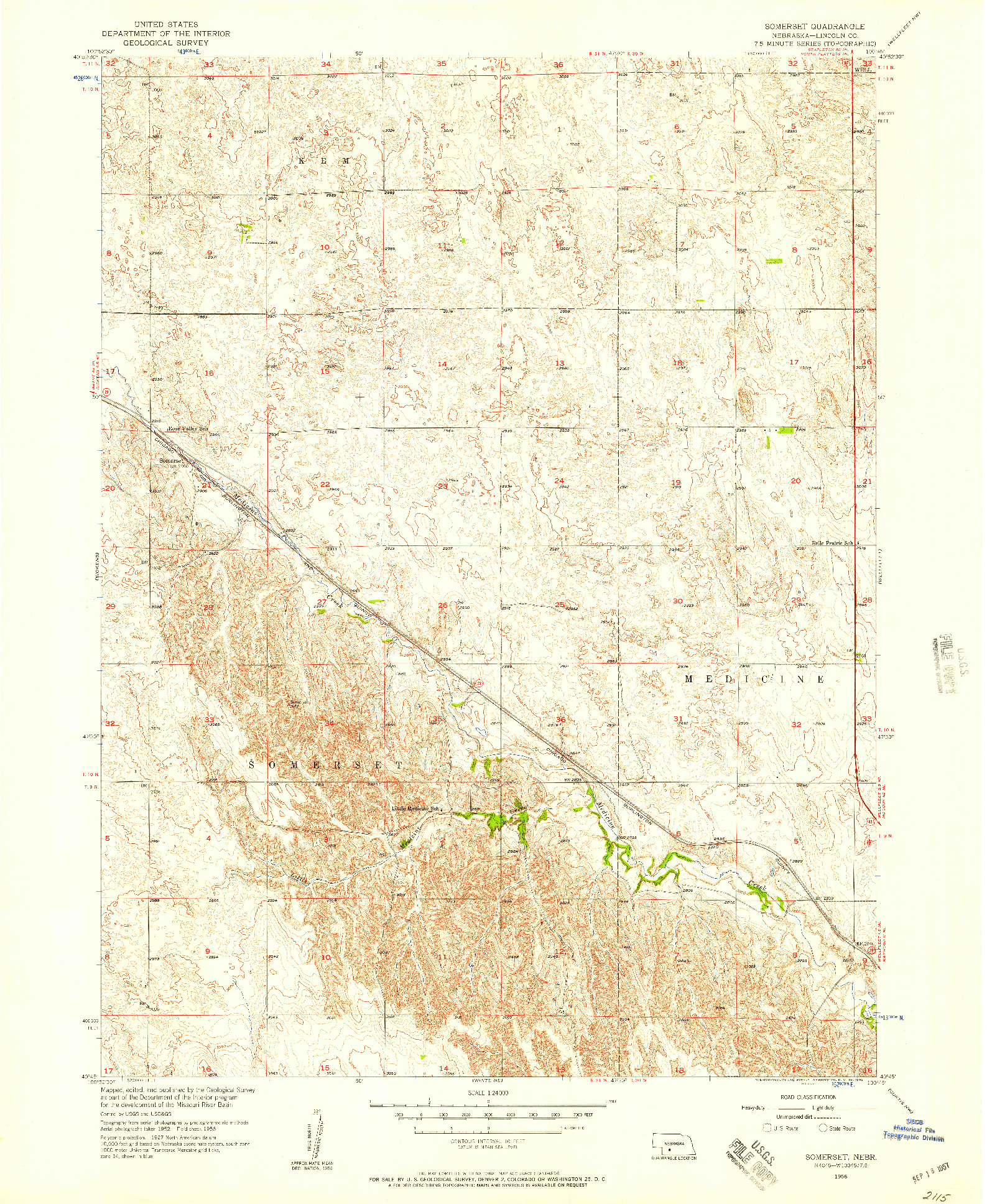 USGS 1:24000-SCALE QUADRANGLE FOR SOMERSET, NE 1956