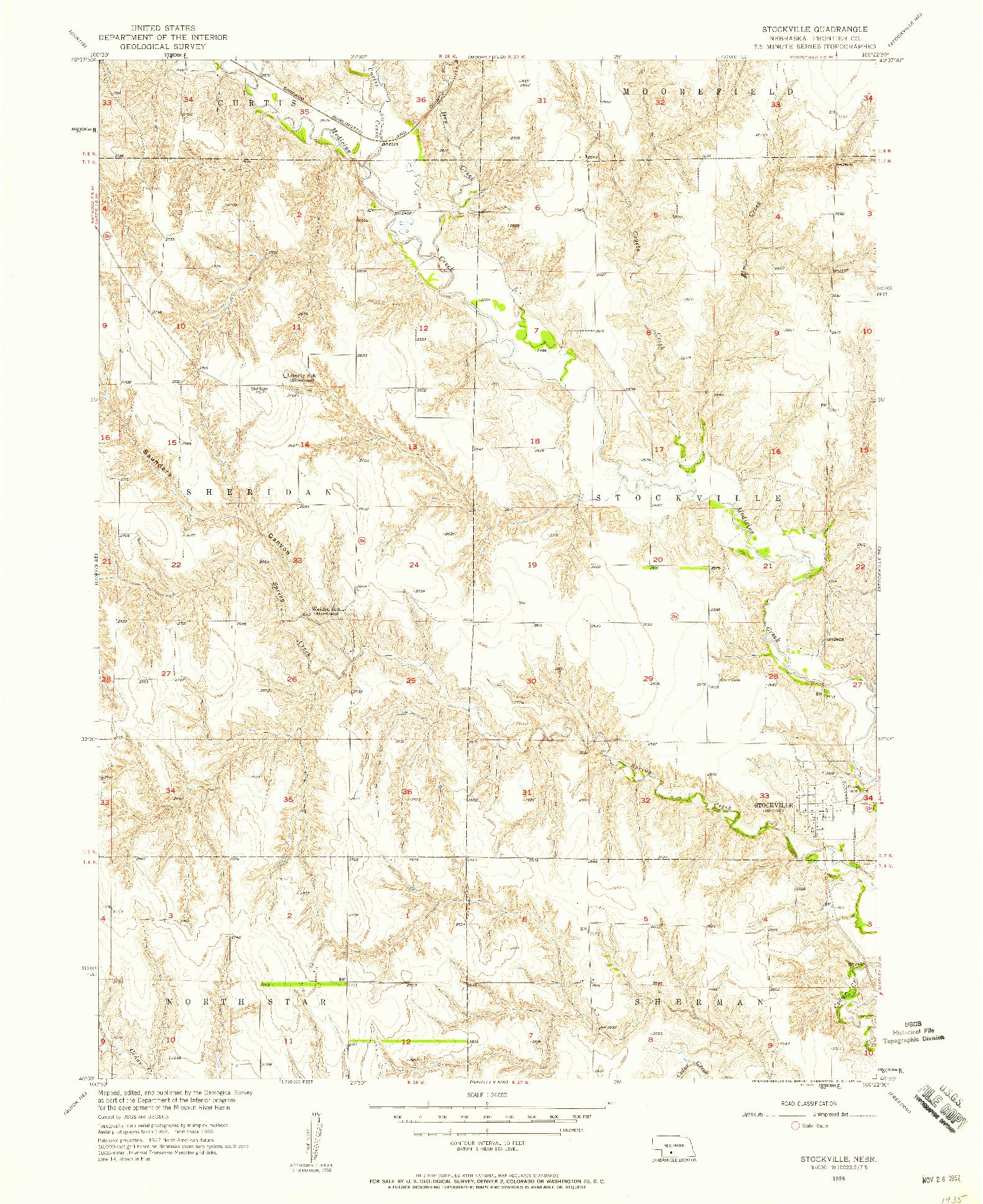 USGS 1:24000-SCALE QUADRANGLE FOR STOCKVILLE, NE 1956