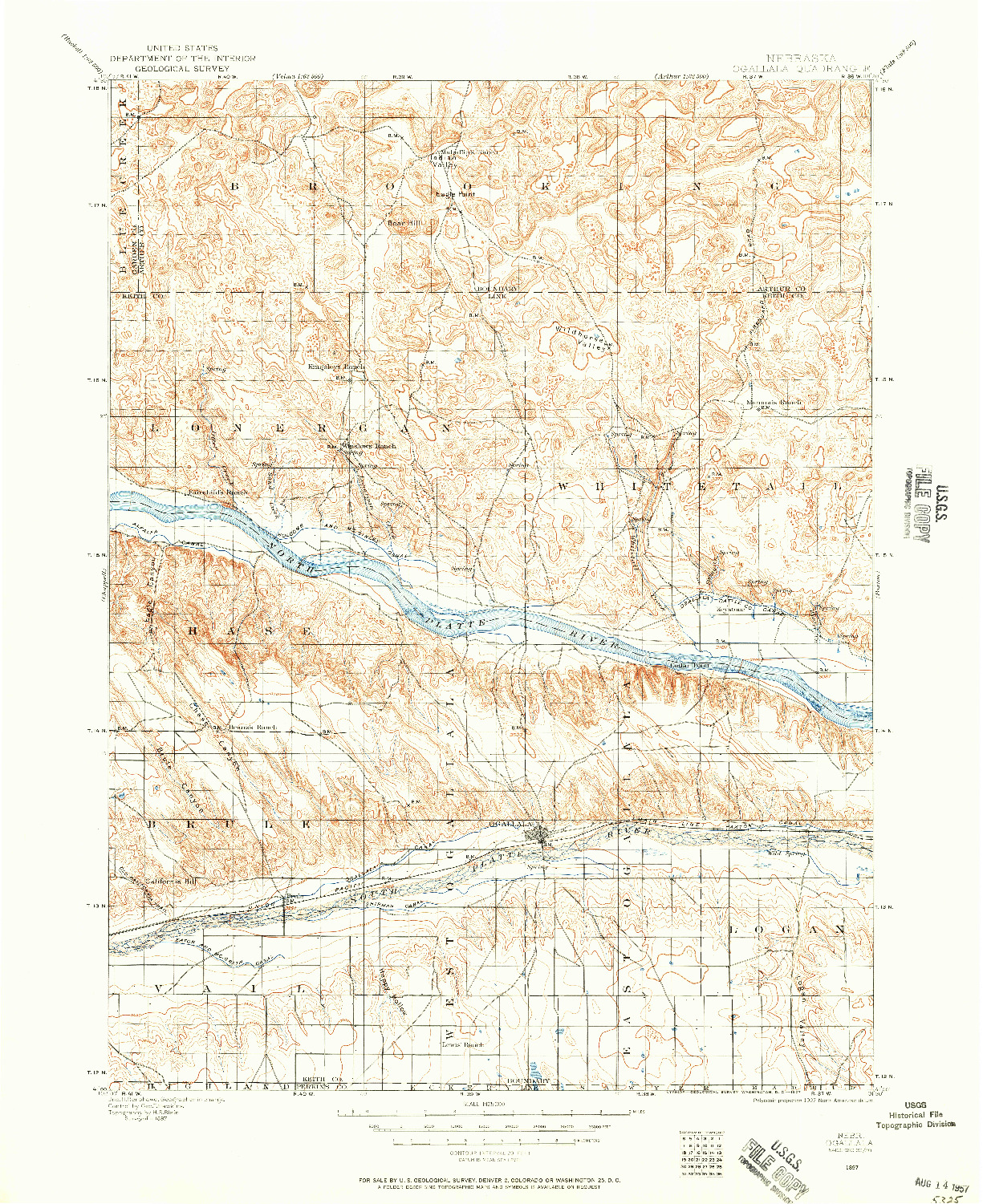 USGS 1:125000-SCALE QUADRANGLE FOR OGALLALA, NE 1897