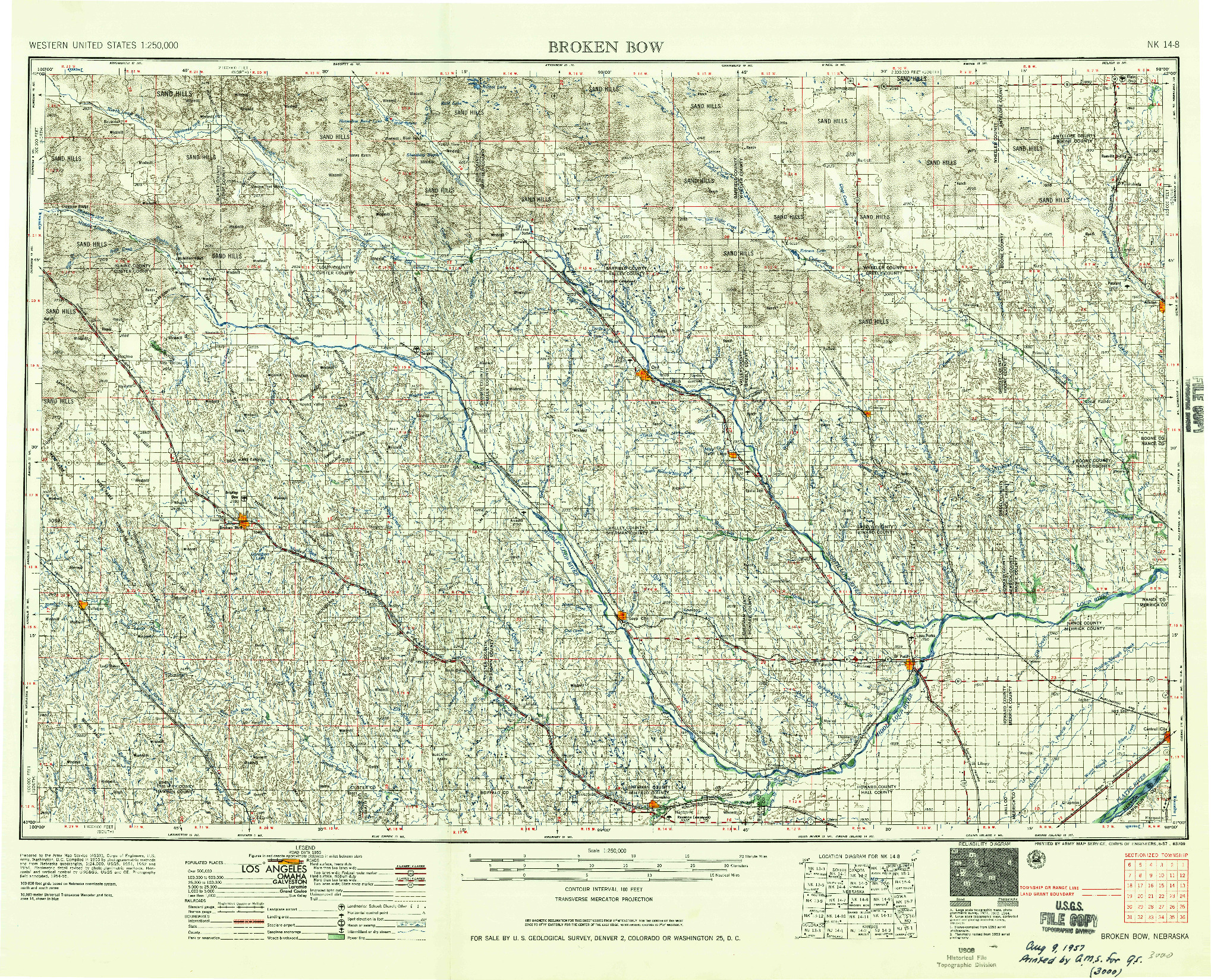 USGS 1:250000-SCALE QUADRANGLE FOR BROKEN BOW, NE 1955