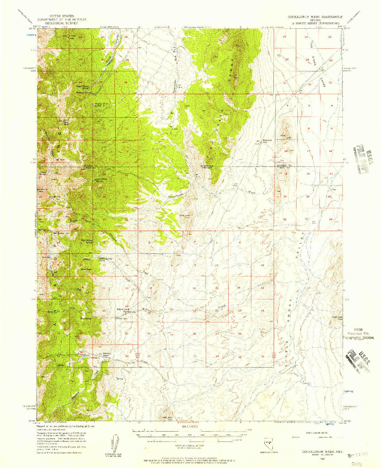 USGS 1:62500-SCALE QUADRANGLE FOR COCKALORUM WASH, NV 1956