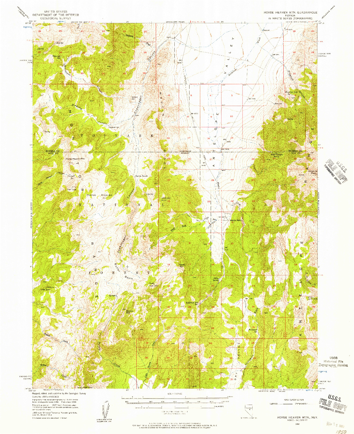 USGS 1:62500-SCALE QUADRANGLE FOR HORSE HEAVEN MTN, NV 1956