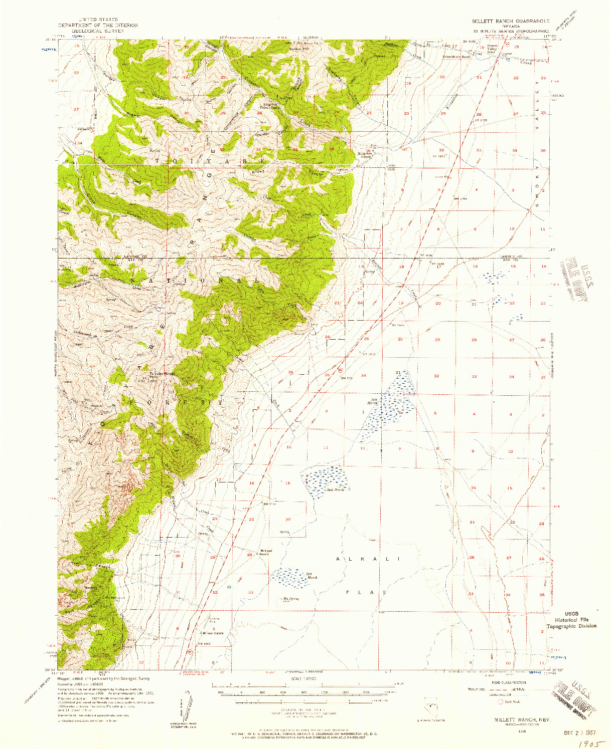 USGS 1:62500-SCALE QUADRANGLE FOR MILLETT RANCH, NV 1956