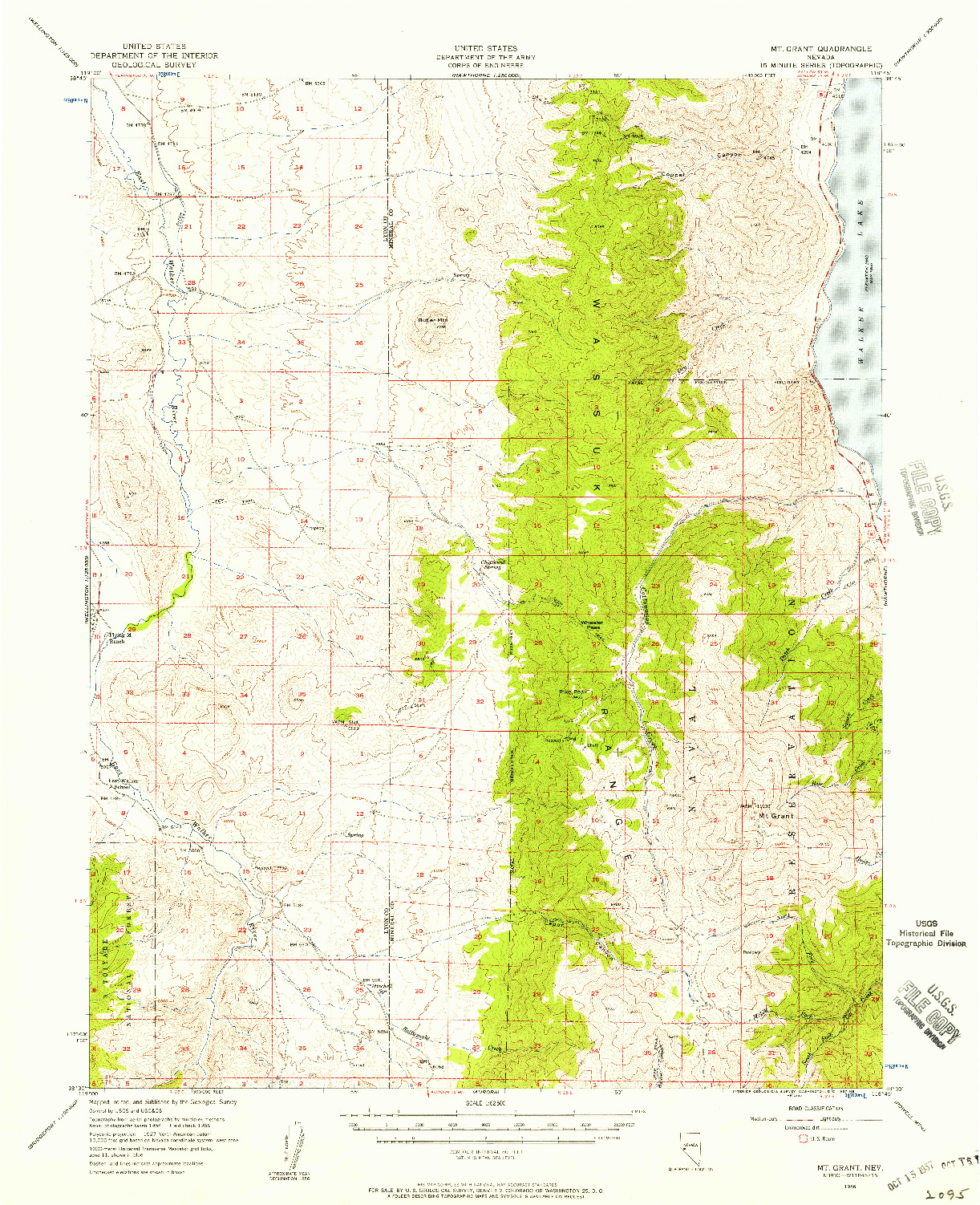 USGS 1:62500-SCALE QUADRANGLE FOR MT. GRANT, NV 1956