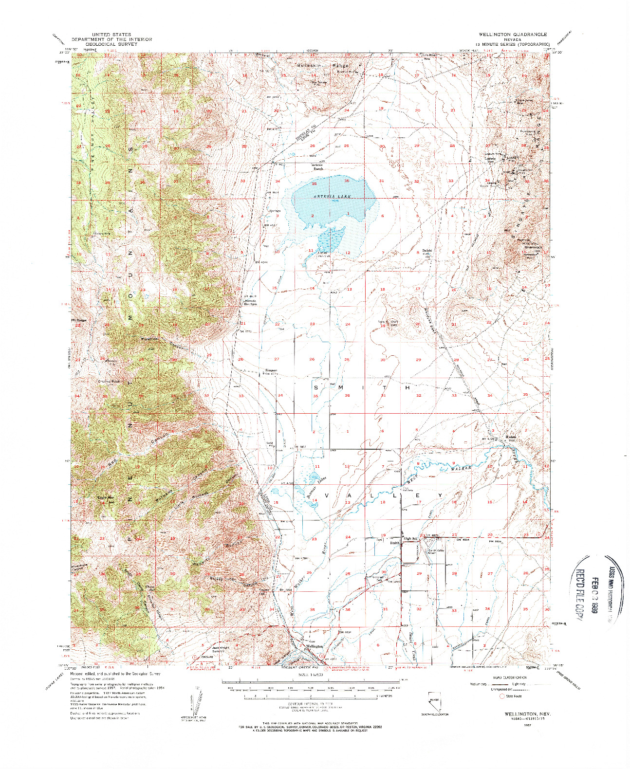 USGS 1:62500-SCALE QUADRANGLE FOR WELLINGTON, NV 1957