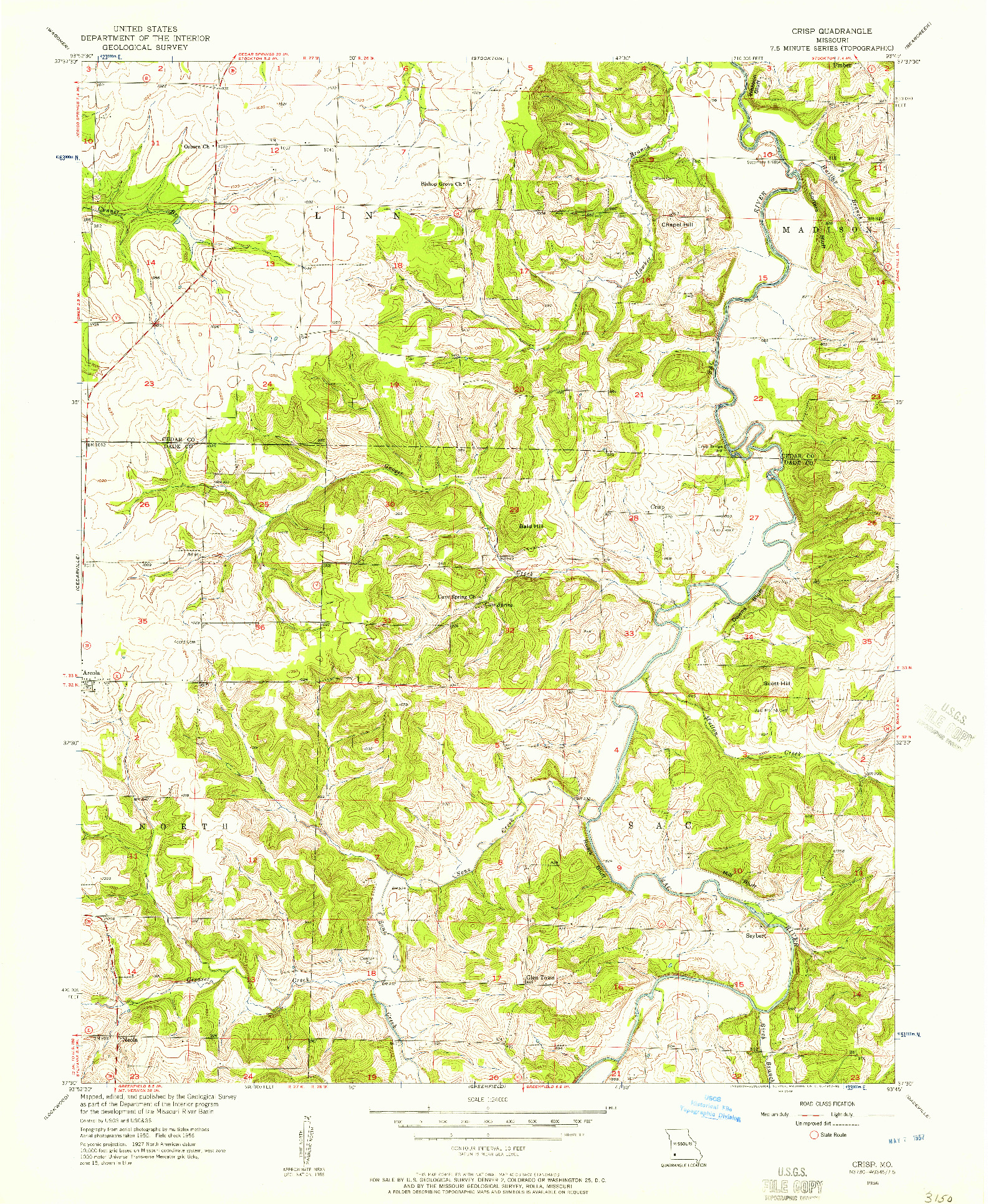 USGS 1:24000-SCALE QUADRANGLE FOR CRISP, MO 1956