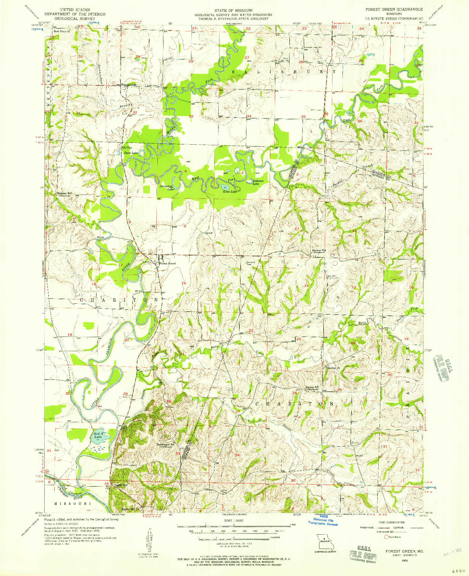 USGS 1:24000-SCALE QUADRANGLE FOR FOREST GREEN, MO 1956