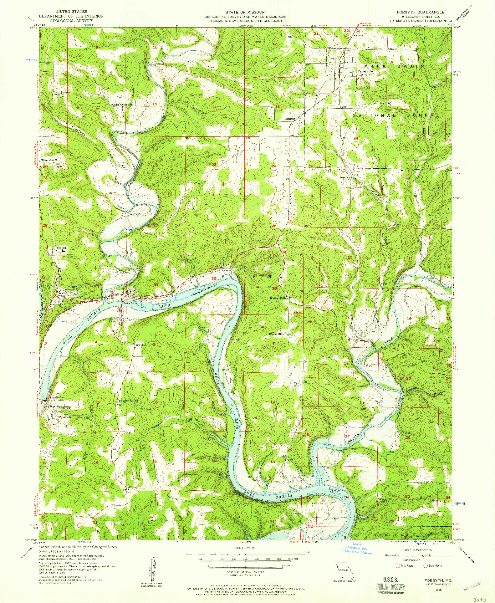 USGS 1:24000-SCALE QUADRANGLE FOR FORSYTH, MO 1956