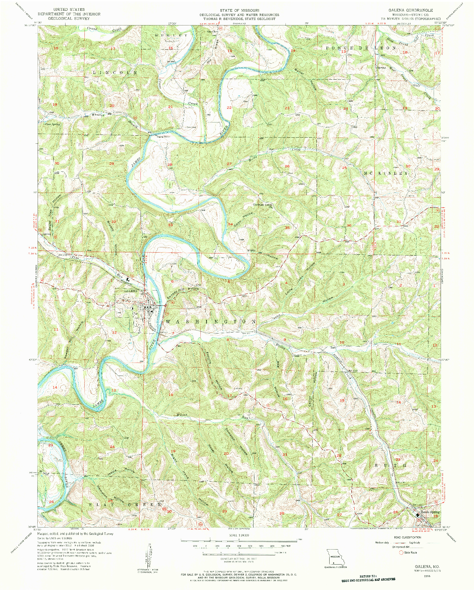 USGS 1:24000-SCALE QUADRANGLE FOR GALENA, MO 1956