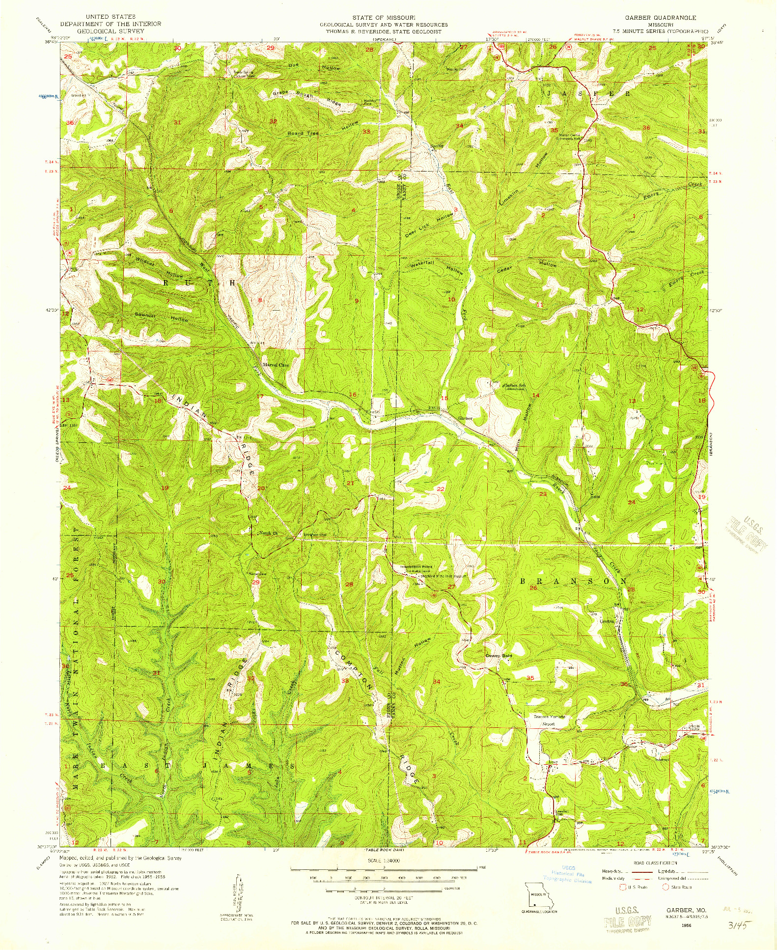 USGS 1:24000-SCALE QUADRANGLE FOR GARBER, MO 1956