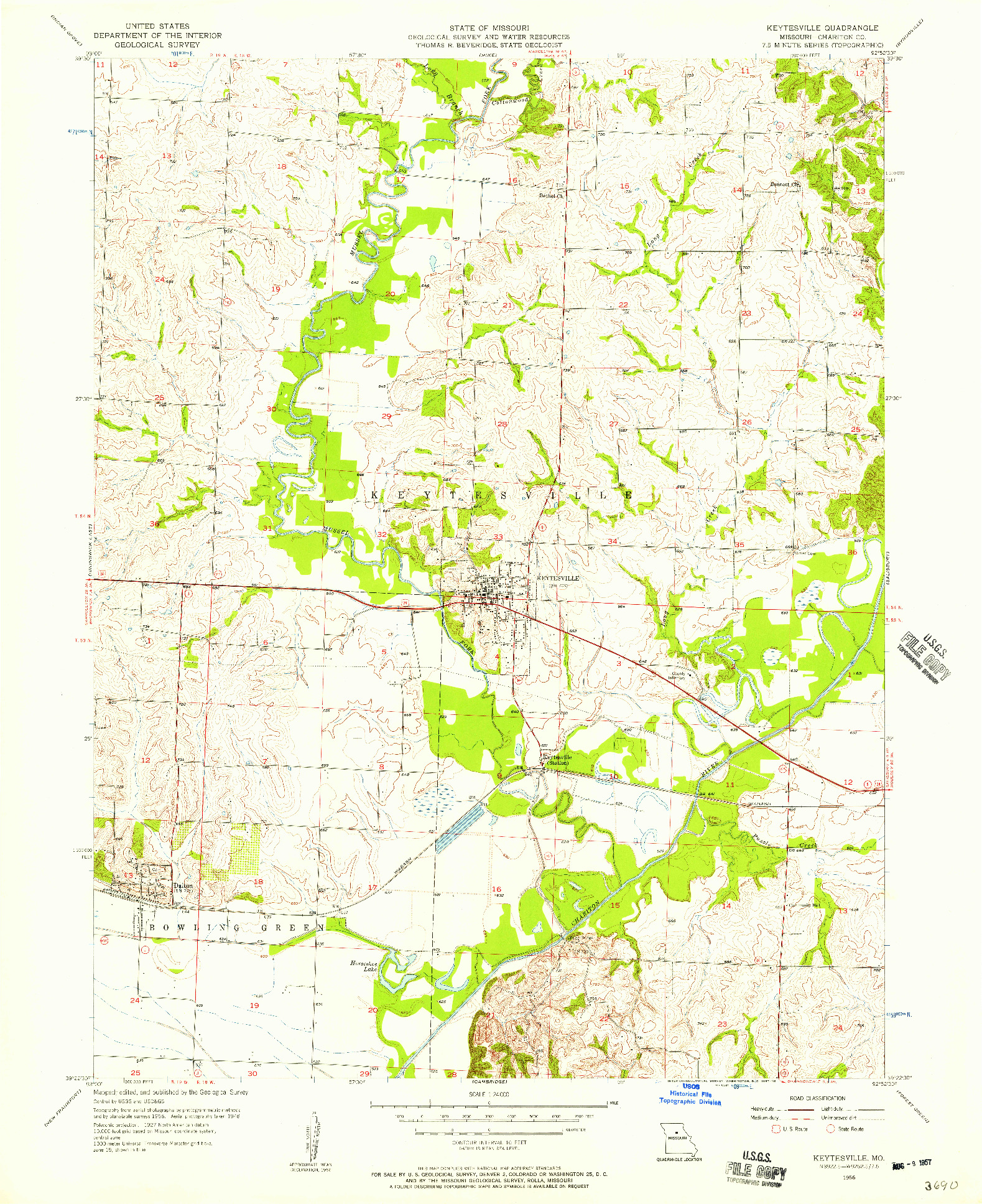 USGS 1:24000-SCALE QUADRANGLE FOR KEYTESVILLE, MO 1956