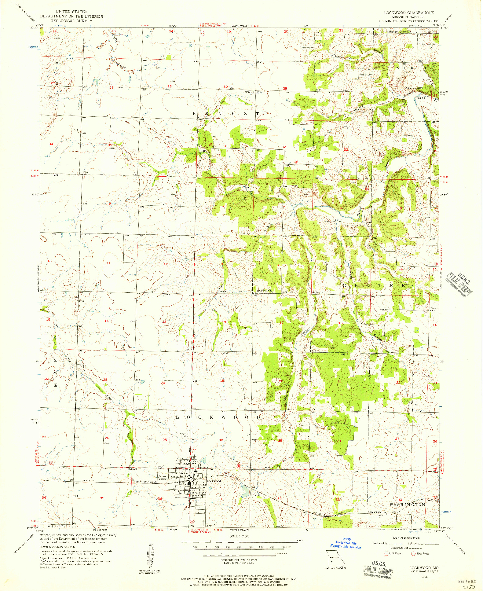 USGS 1:24000-SCALE QUADRANGLE FOR LOCKWOOD, MO 1956