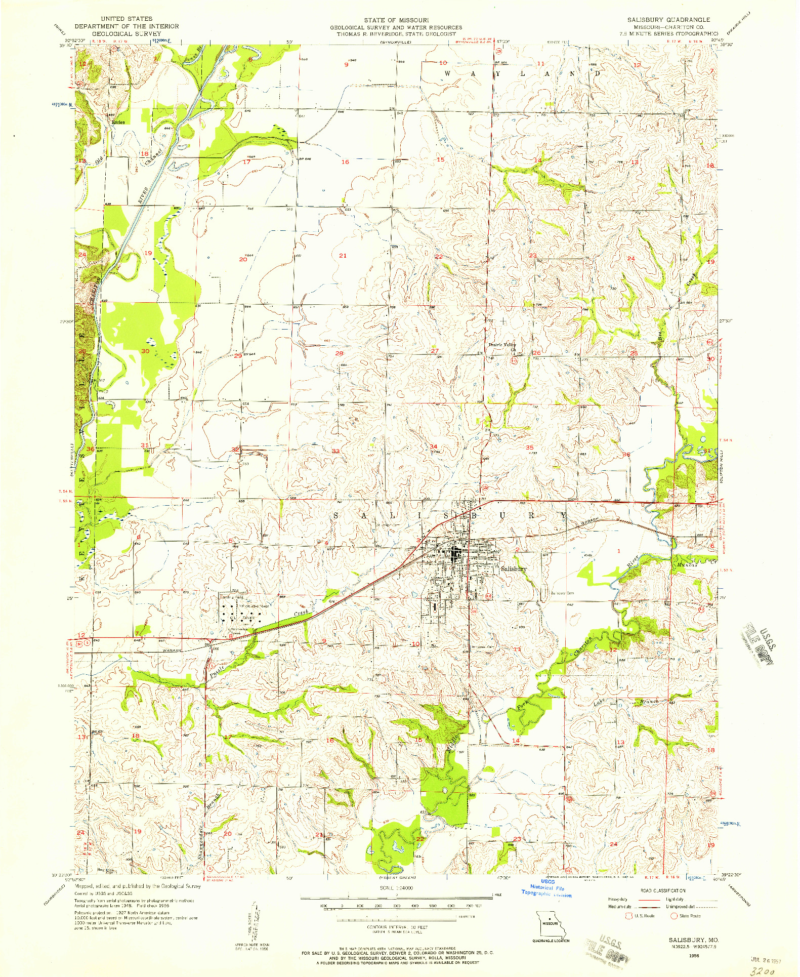 USGS 1:24000-SCALE QUADRANGLE FOR SALISBURY, MO 1956