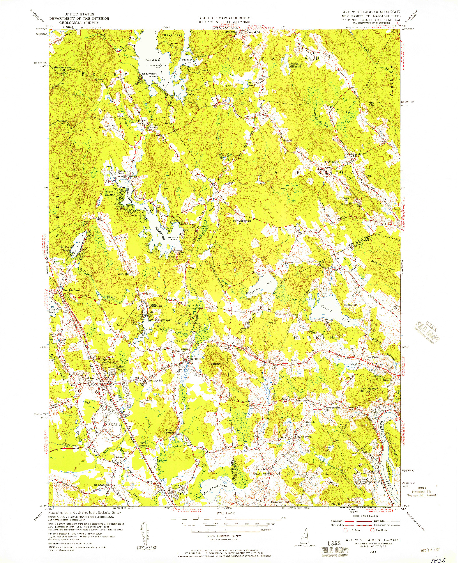USGS 1:24000-SCALE QUADRANGLE FOR AYERS VILLAGE, NH 1955