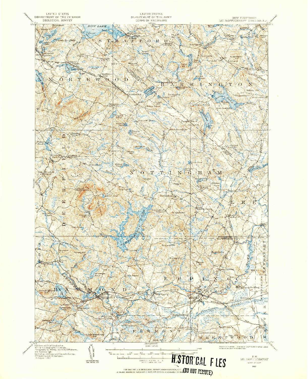 USGS 1:62500-SCALE QUADRANGLE FOR MT. PAWTUCKAWAY, NH 1917