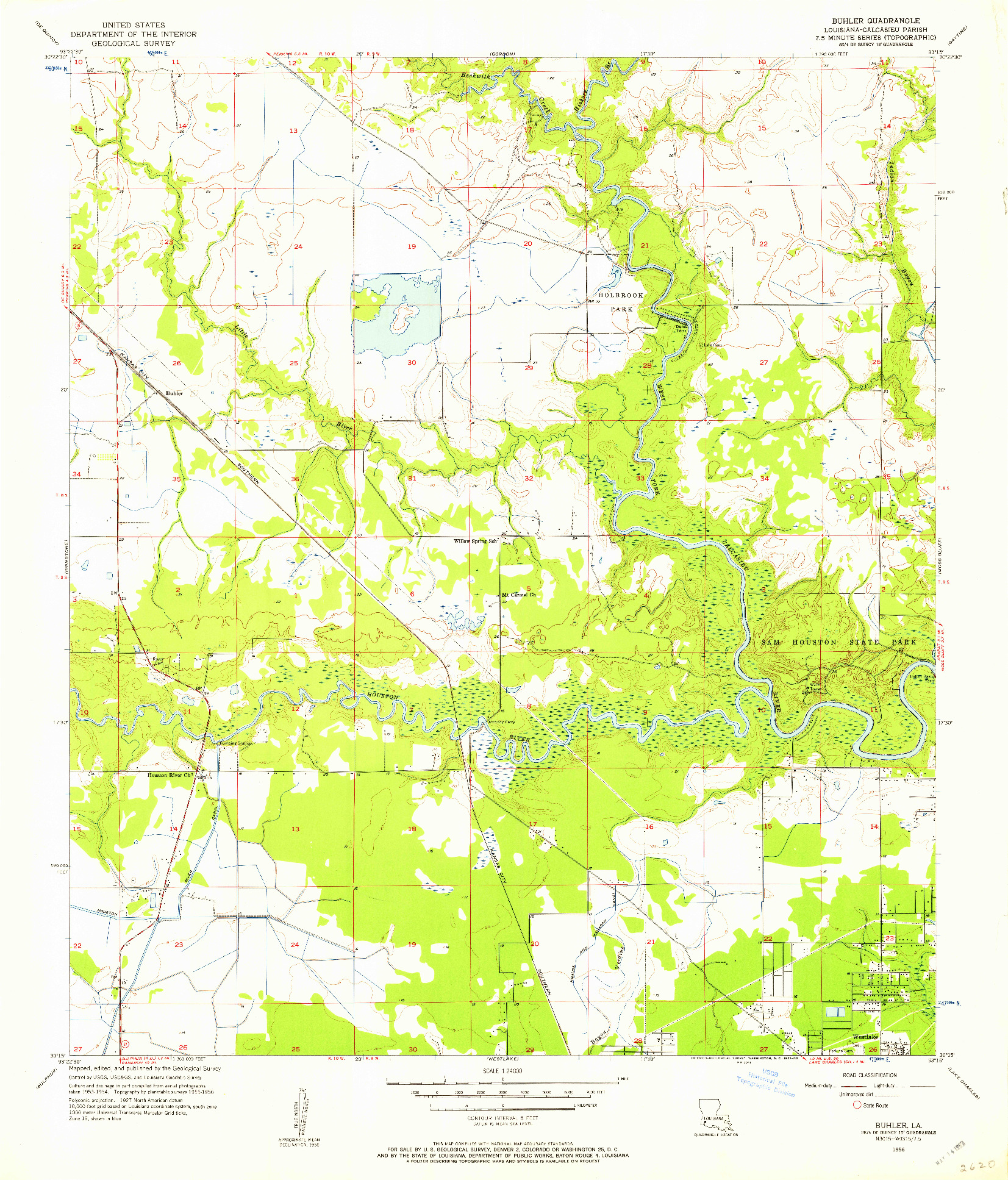 USGS 1:24000-SCALE QUADRANGLE FOR BUHLER, LA 1956