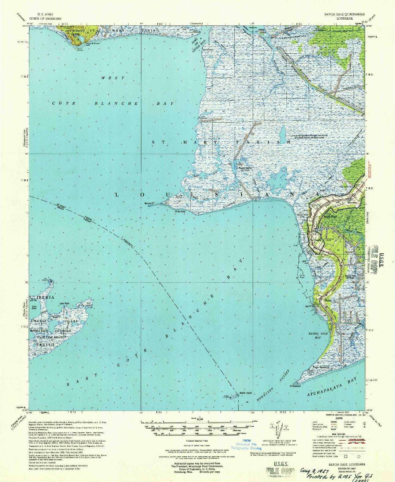 USGS 1:62500-SCALE QUADRANGLE FOR BAYOU SALE, LA 1957