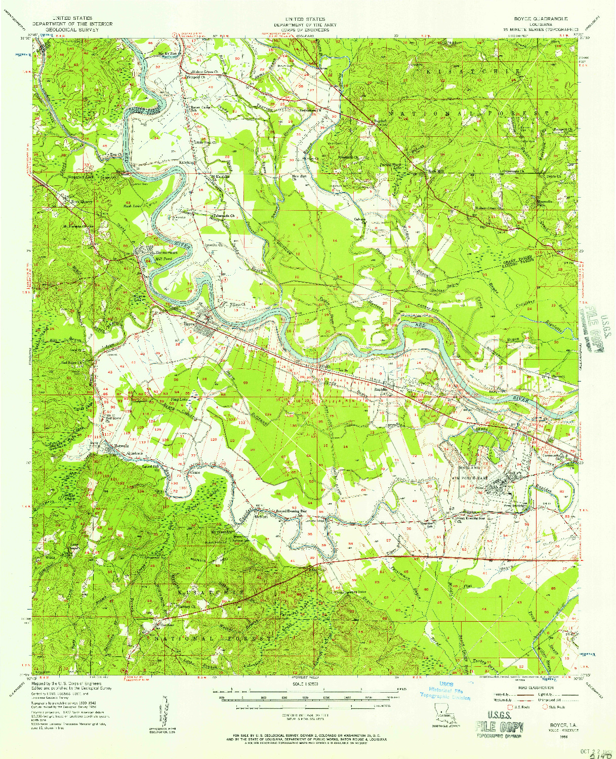 USGS 1:62500-SCALE QUADRANGLE FOR BOYCE, LA 1956