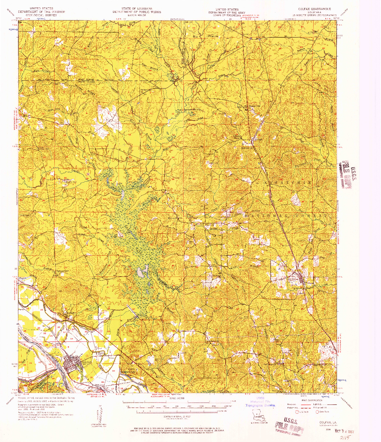 USGS 1:62500-SCALE QUADRANGLE FOR COLFAX, LA 1956