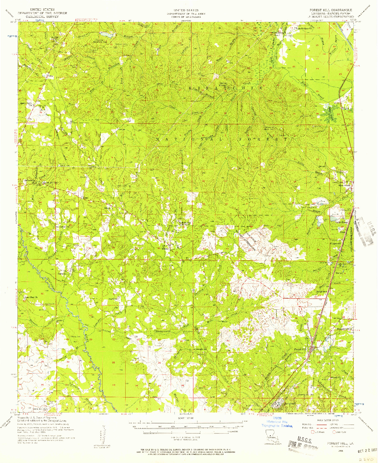 USGS 1:62500-SCALE QUADRANGLE FOR FOREST HILL, LA 1956