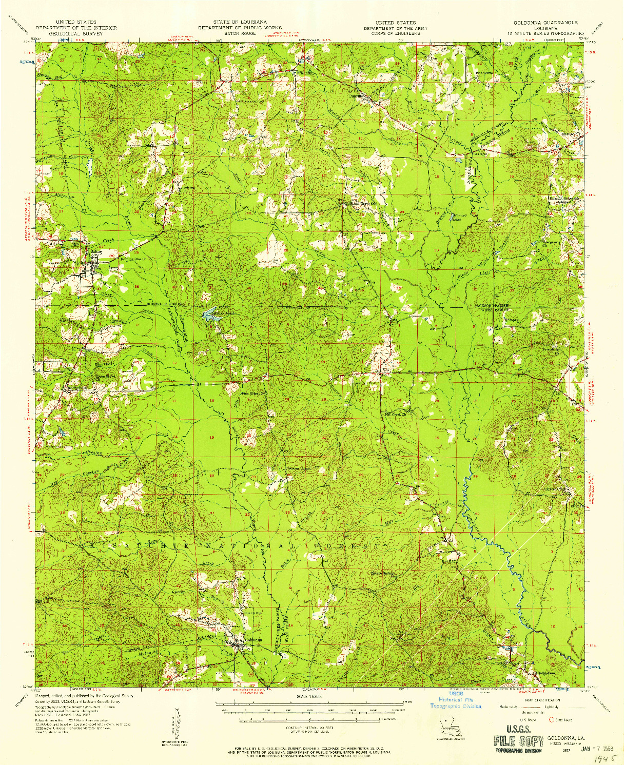 USGS 1:62500-SCALE QUADRANGLE FOR GOLDONNA, LA 1957