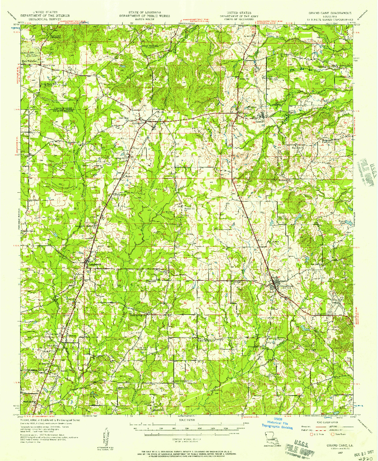 USGS 1:62500-SCALE QUADRANGLE FOR GRAND CANE, LA 1957