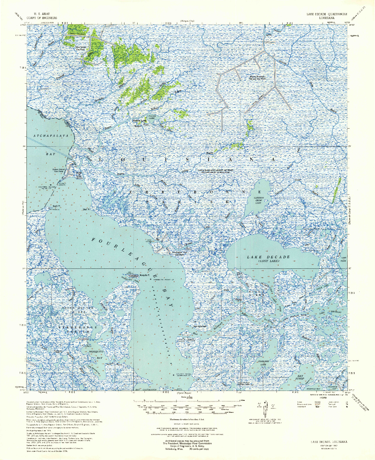 USGS 1:62500-SCALE QUADRANGLE FOR LAKE DECADE, LA 1957