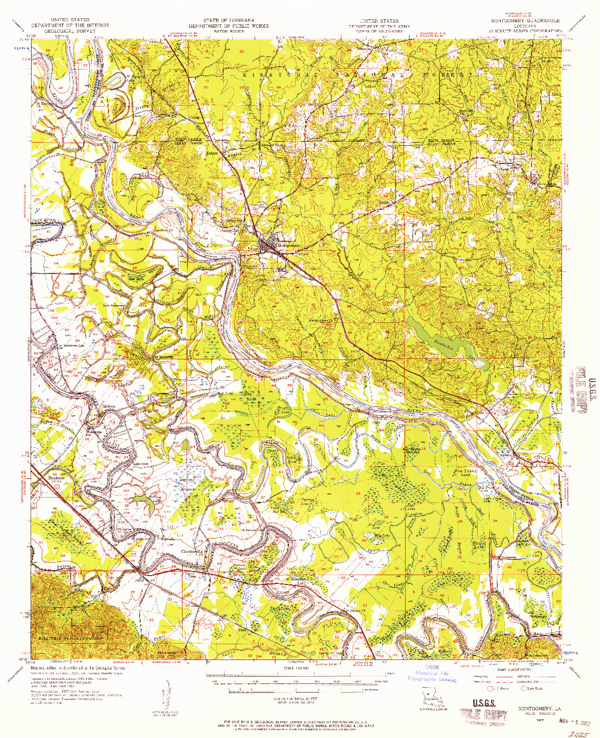 USGS 1:62500-SCALE QUADRANGLE FOR MONTGOMERY, LA 1957