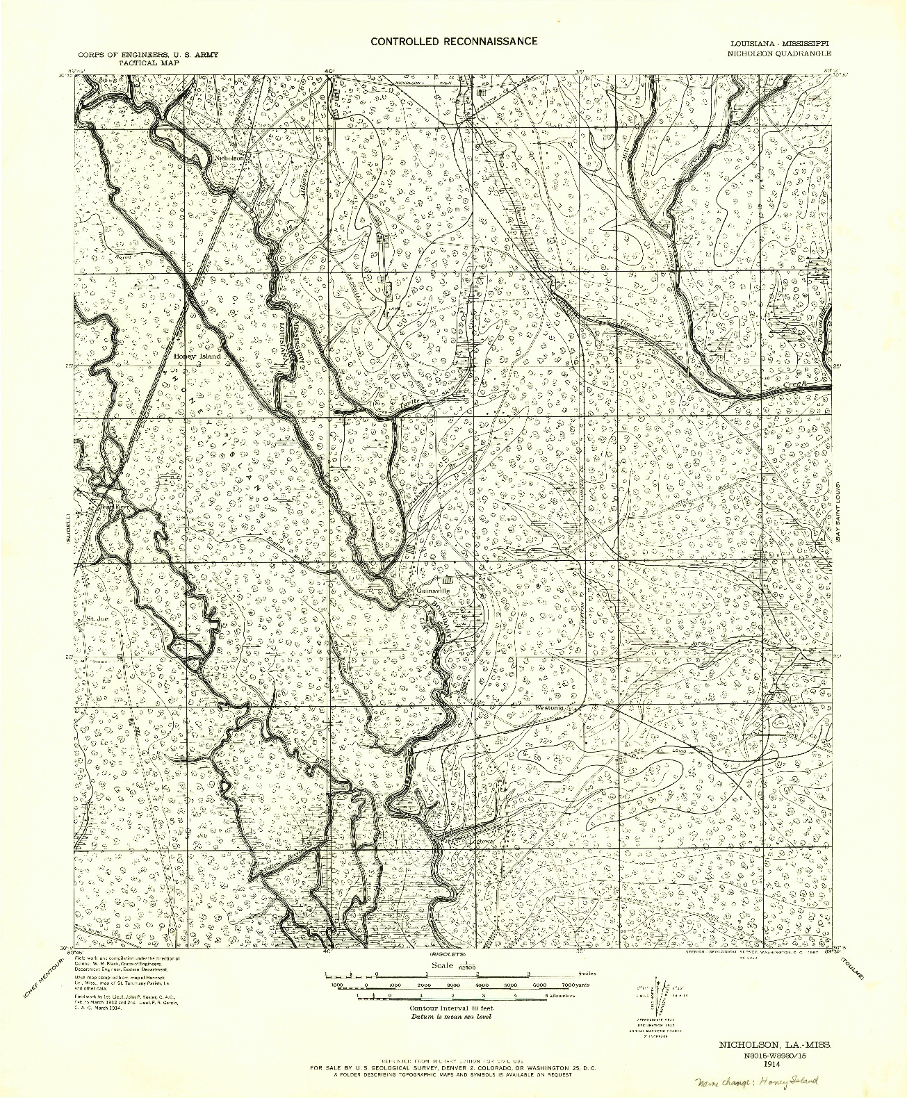 USGS 1:62500-SCALE QUADRANGLE FOR NICHOLSON, LA 1914