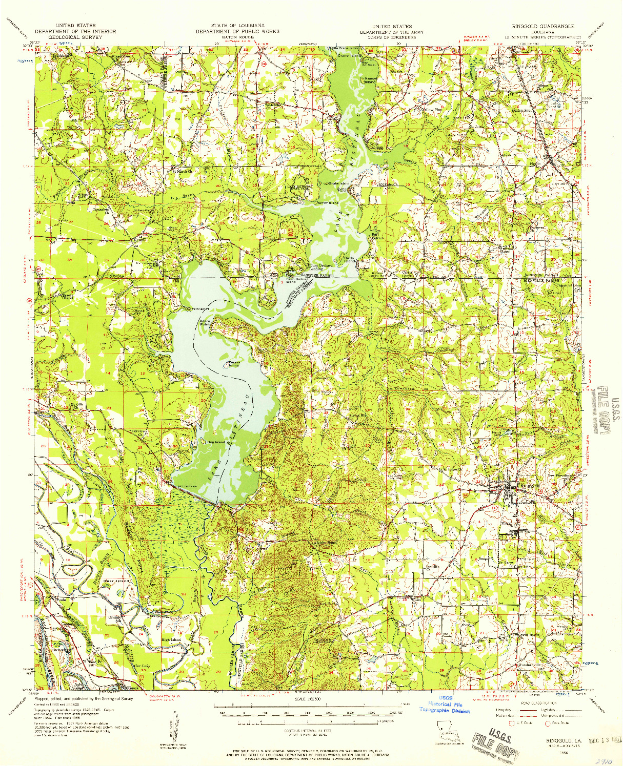 USGS 1:62500-SCALE QUADRANGLE FOR RINGGOLD, LA 1956