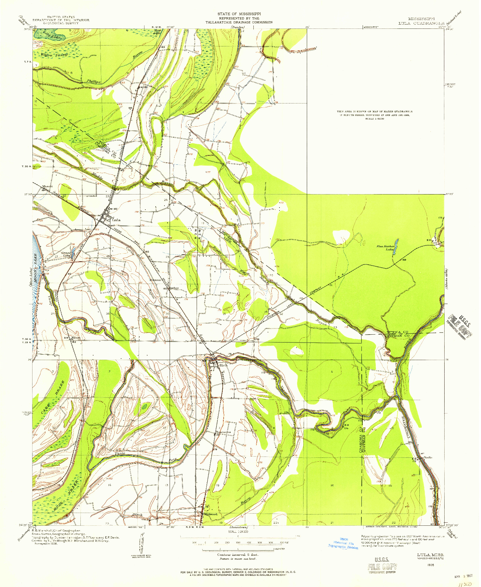 USGS 1:24000-SCALE QUADRANGLE FOR LULA, MS 1908