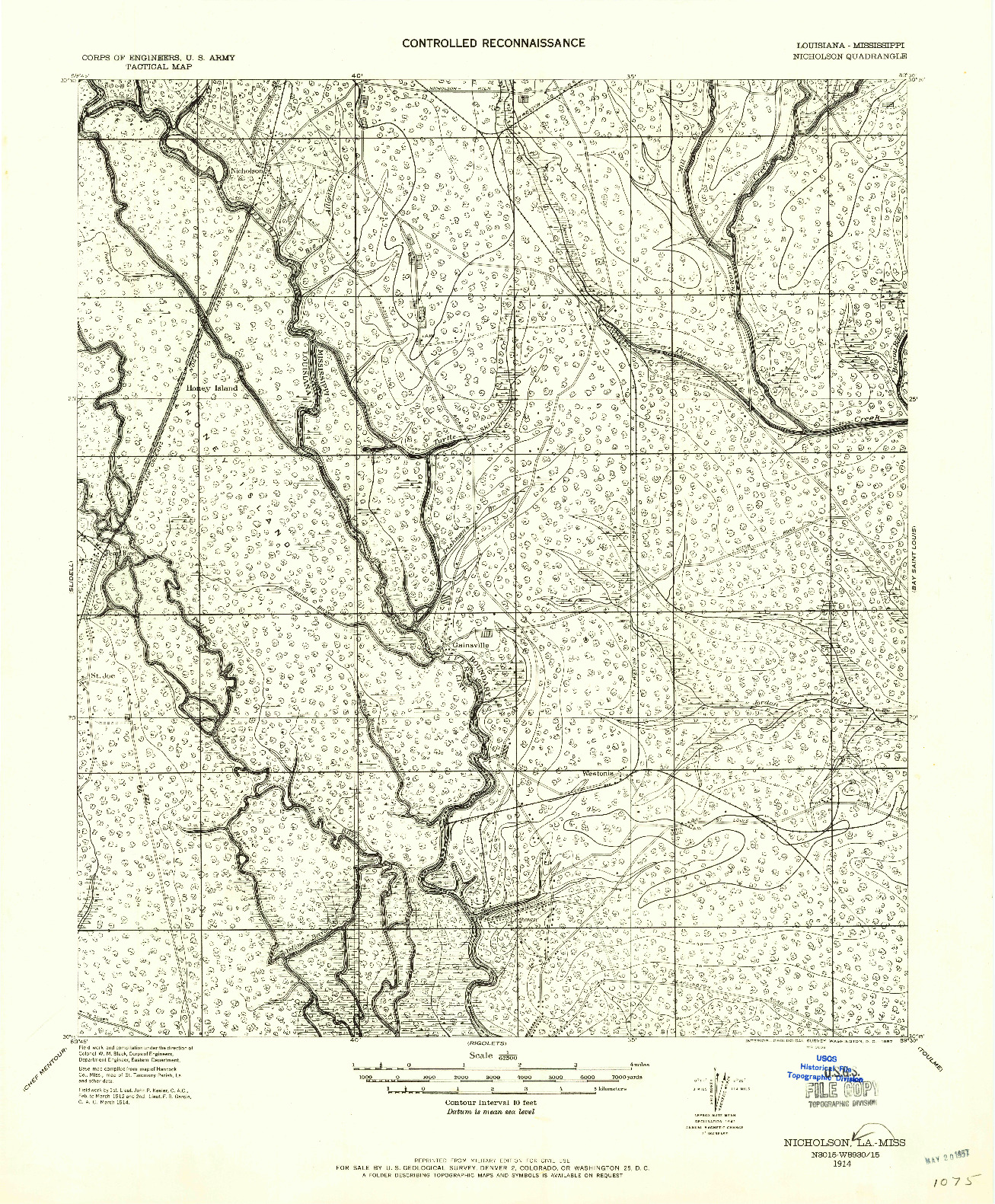 USGS 1:62500-SCALE QUADRANGLE FOR NICHOLSON, MS 1914