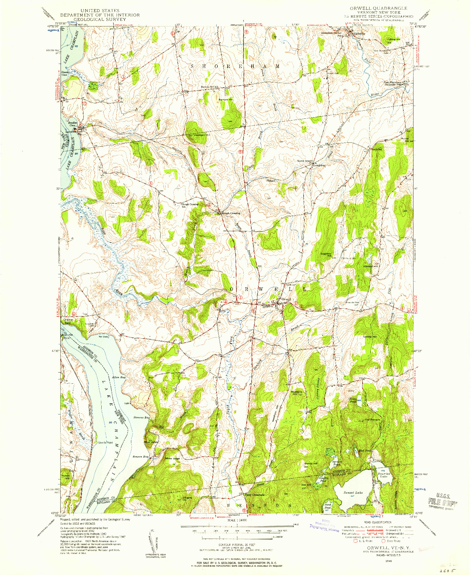 USGS 1:24000-SCALE QUADRANGLE FOR ORWELL, VT 1949