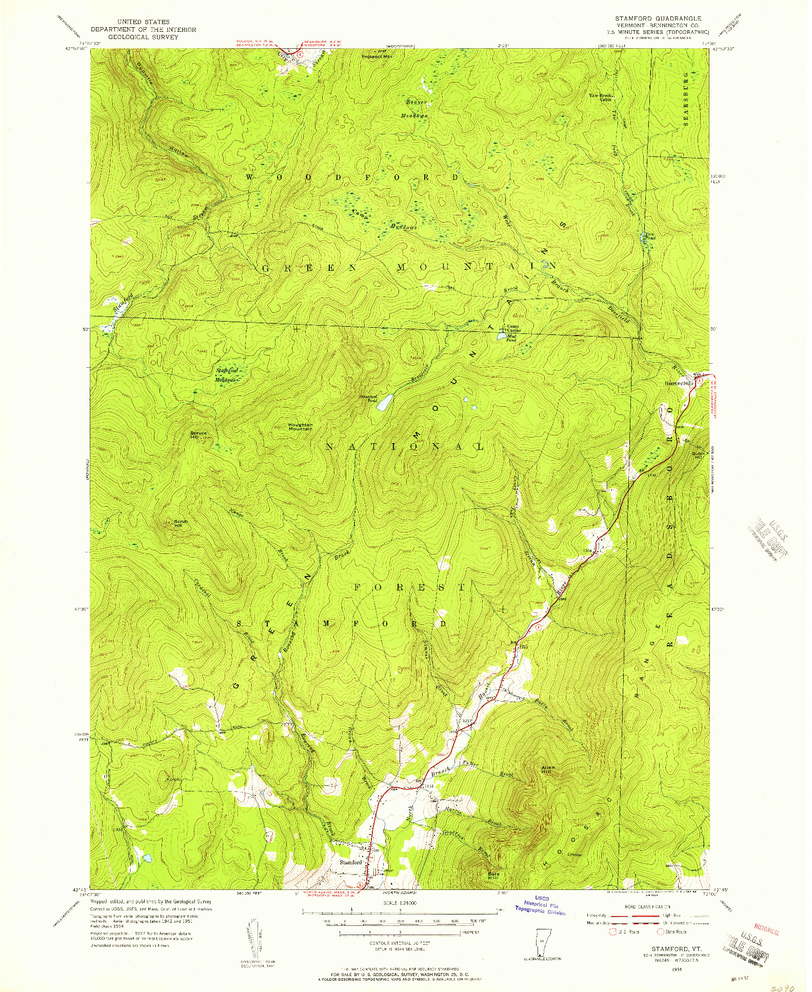 USGS 1:24000-SCALE QUADRANGLE FOR STAMFORD, VT 1954
