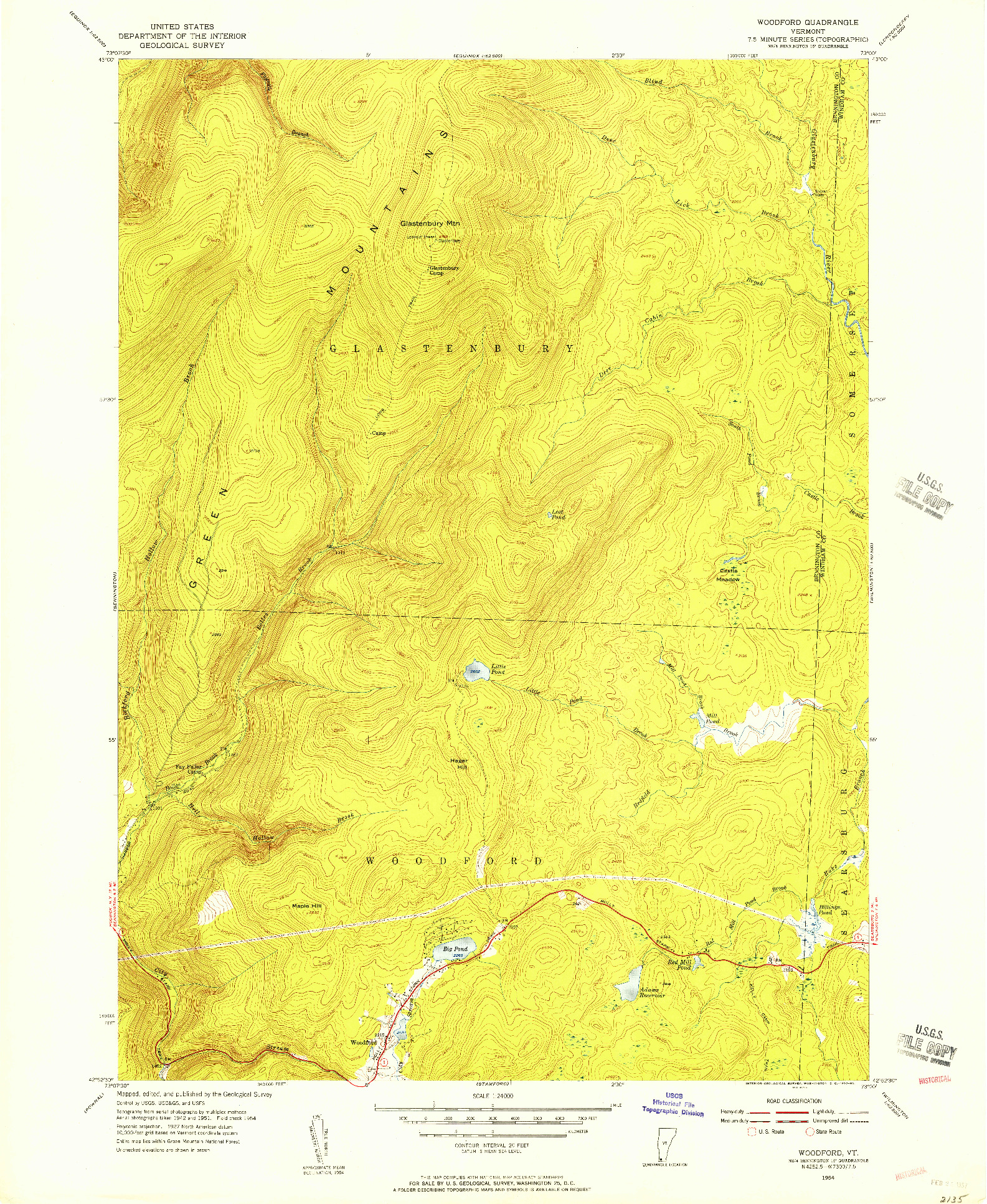USGS 1:24000-SCALE QUADRANGLE FOR WOODFORD, VT 1954