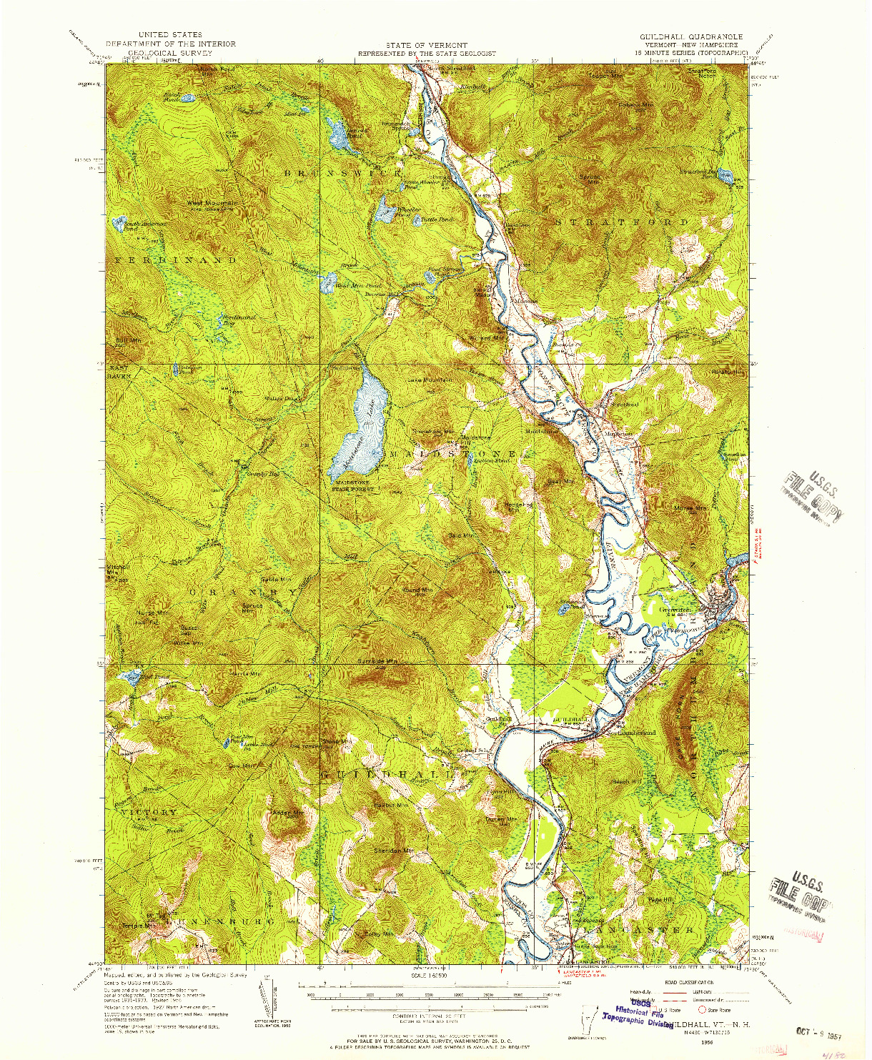 USGS 1:62500-SCALE QUADRANGLE FOR GUILDHALL, VT 1956