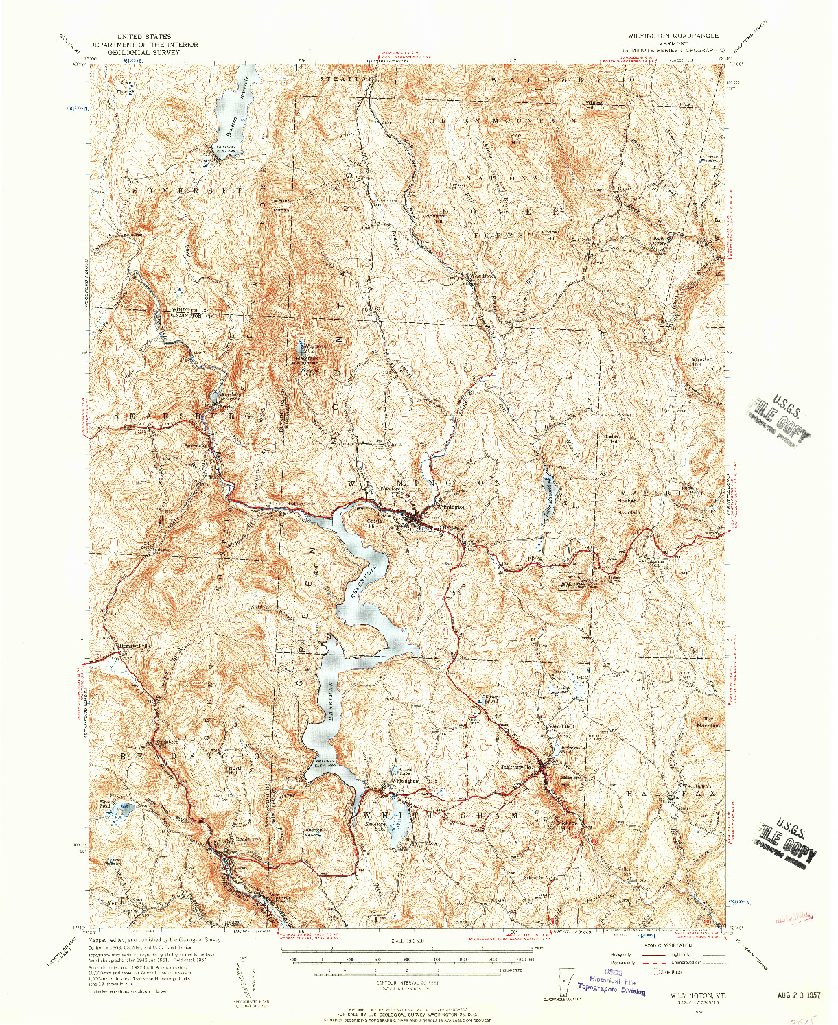 USGS 1:62500-SCALE QUADRANGLE FOR WILMINGTON, VT 1954