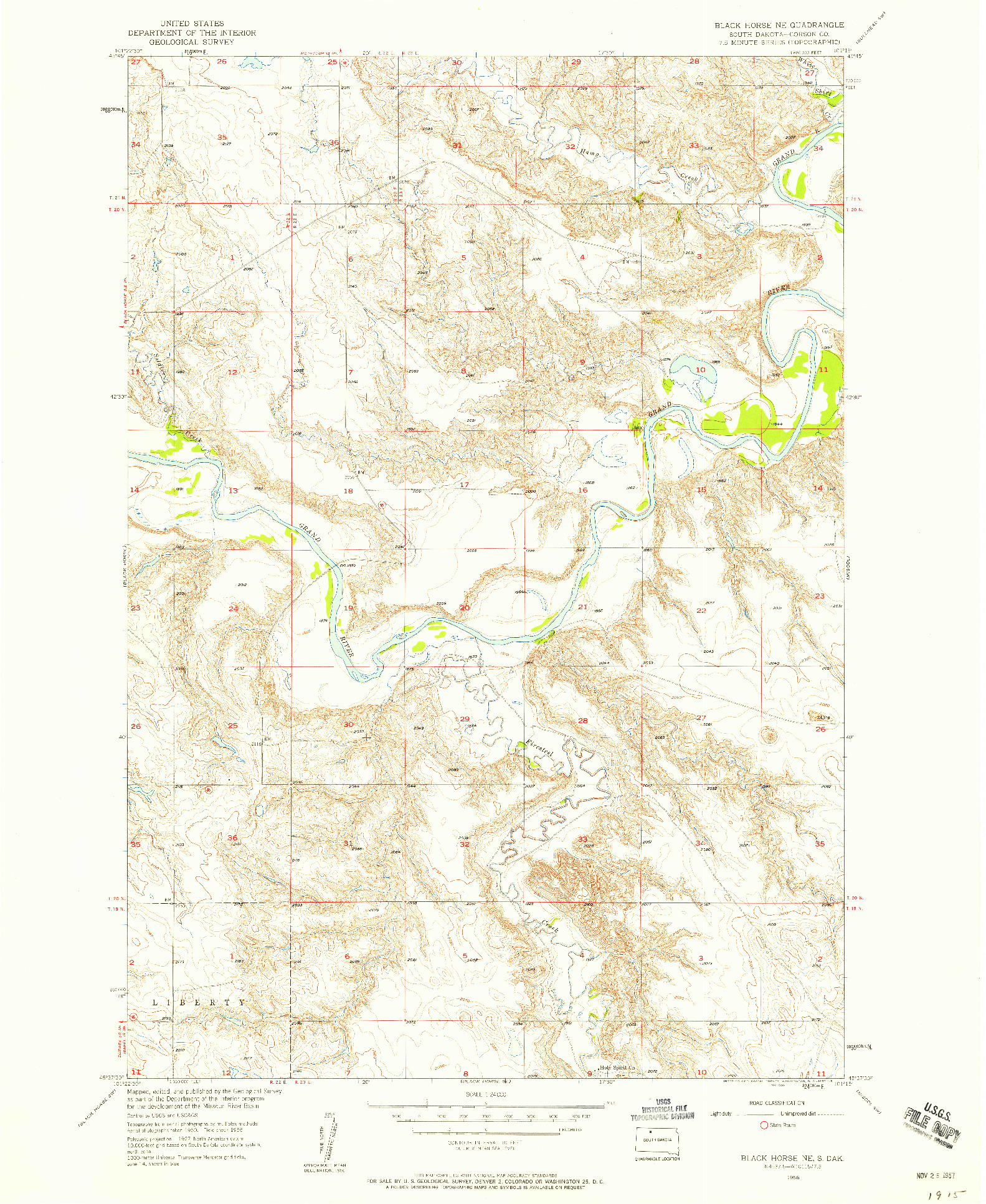 USGS 1:24000-SCALE QUADRANGLE FOR BLACK HORSE NE, SD 1956