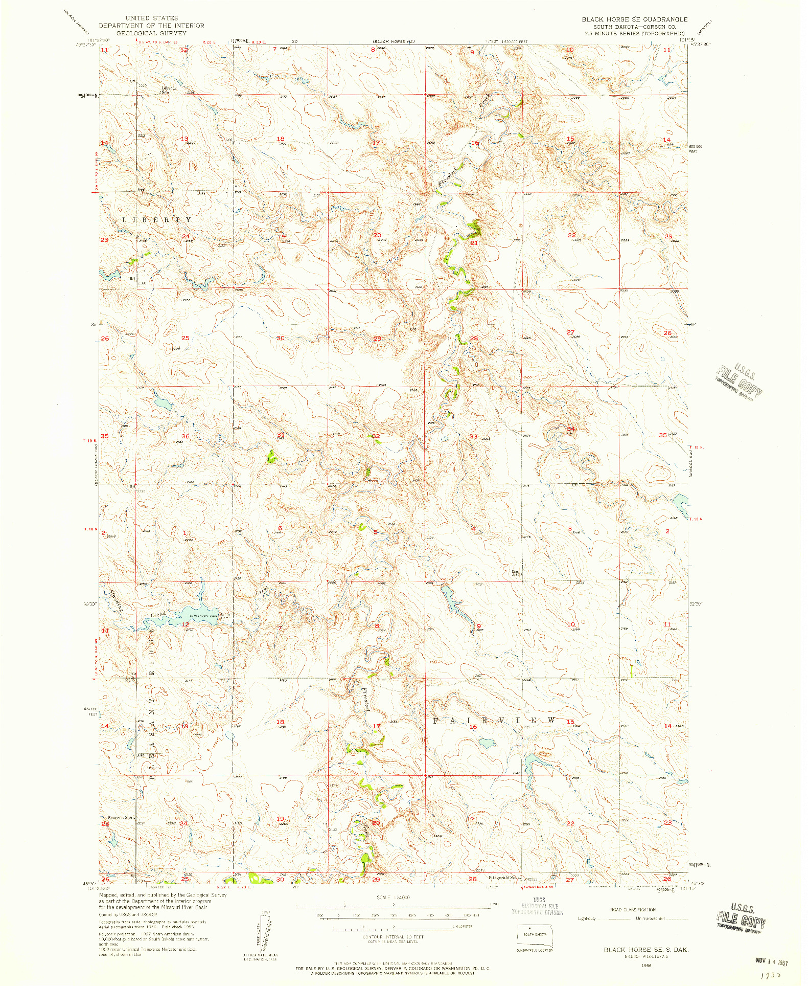 USGS 1:24000-SCALE QUADRANGLE FOR BLACK HORSE SE, SD 1956