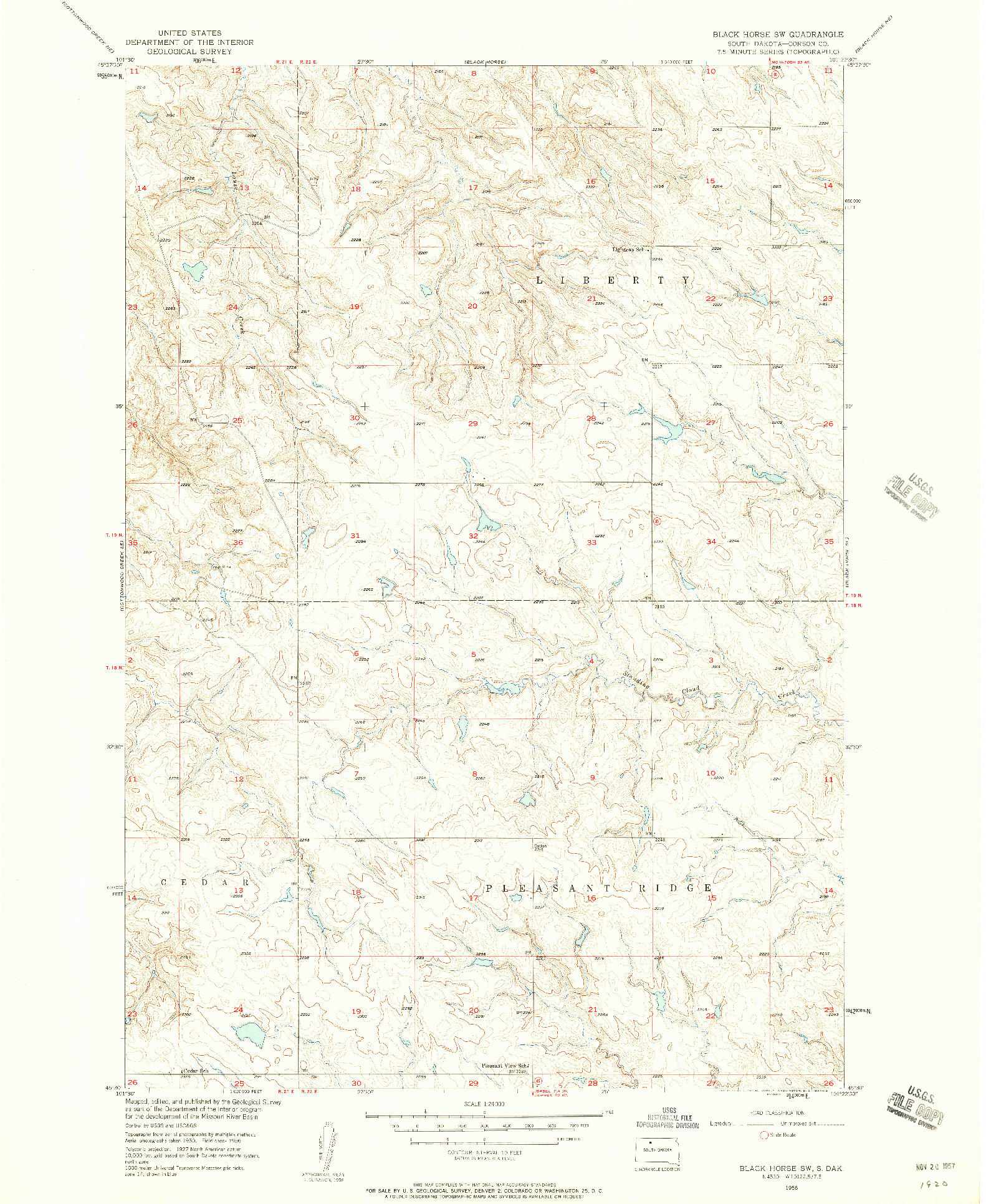 USGS 1:24000-SCALE QUADRANGLE FOR BLACK HORSE SW, SD 1956